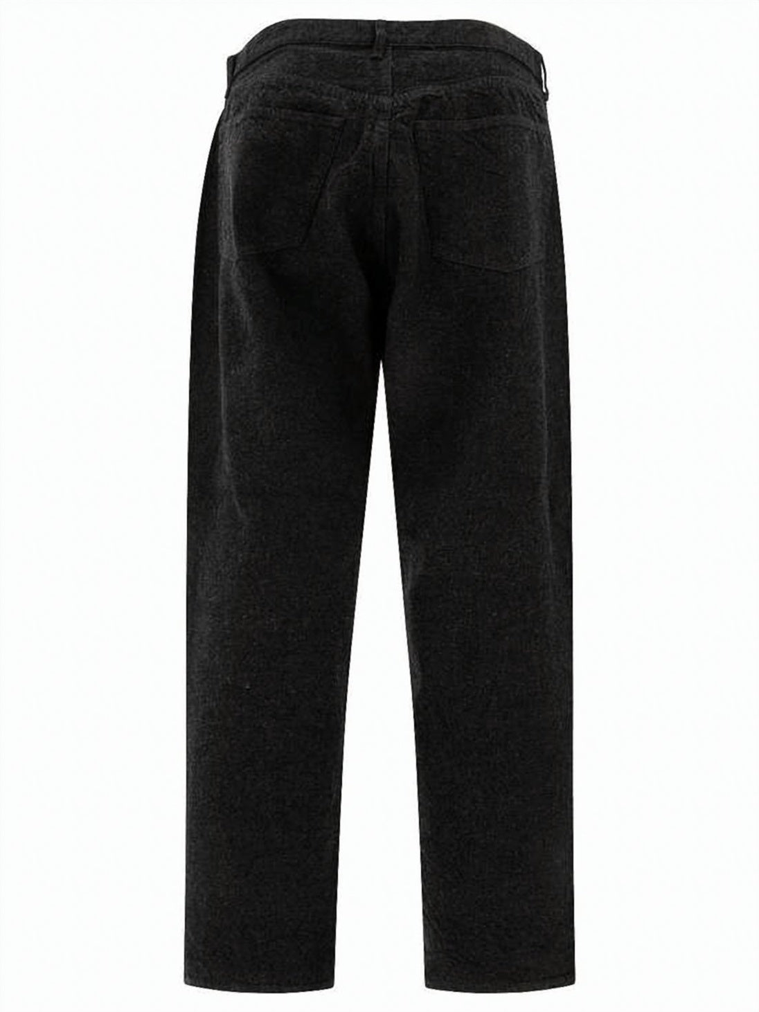 Washed Black Straight-Leg Denim Pants with Copper Rivet Details