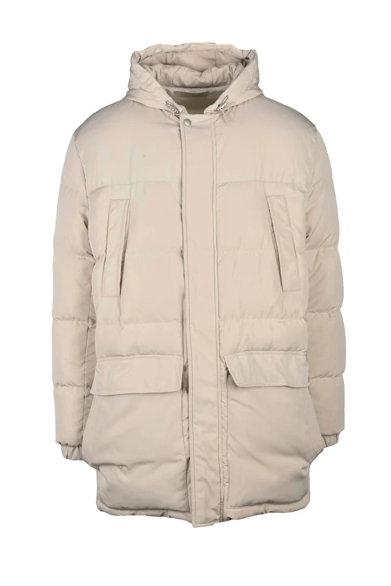 Long Down Jacket Polyester - Beige