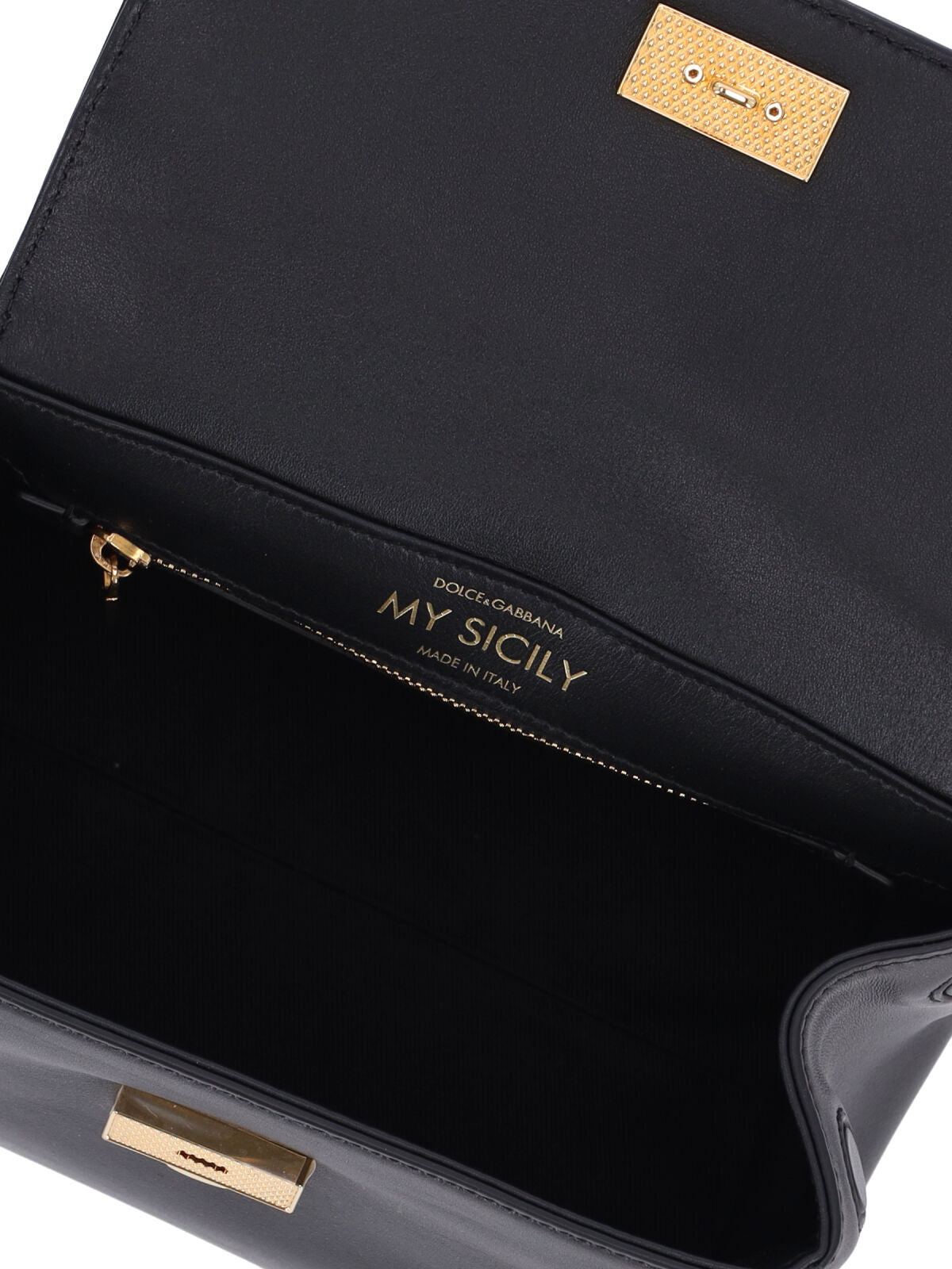 Structured Handbag with Gold-Tone Lock Charm and Adjustable Strap