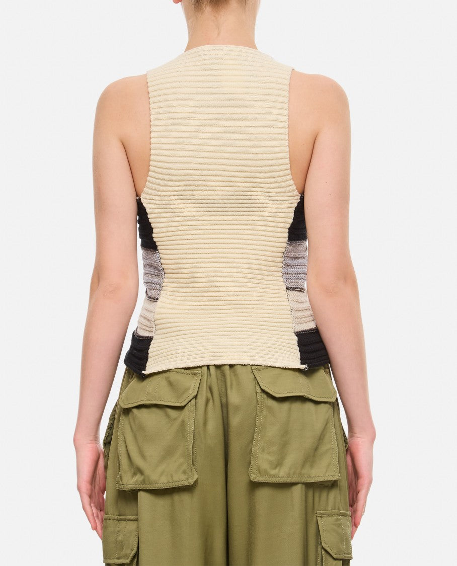 Linen And Cotton Horizontal Peacock Crop Top