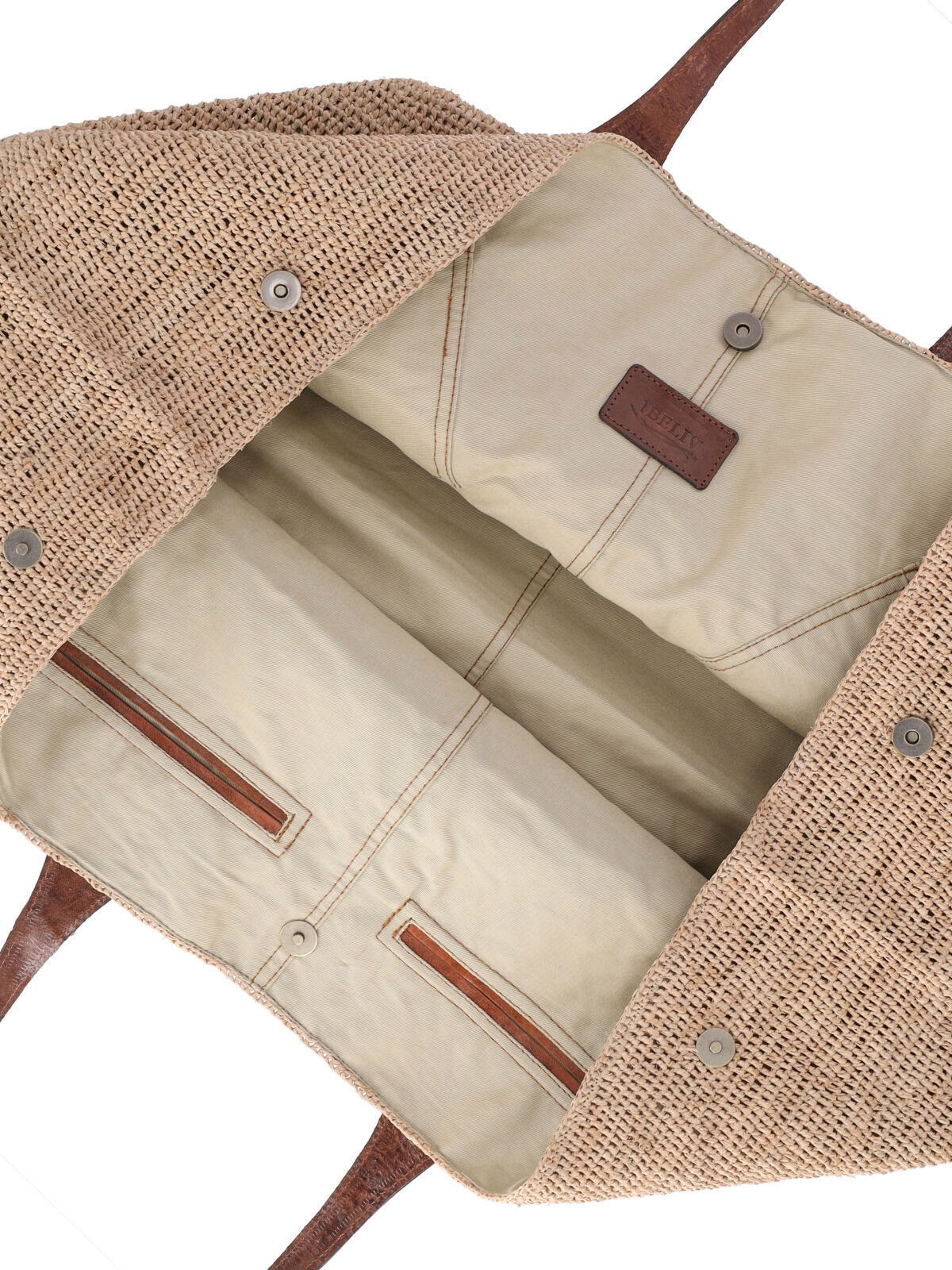 Beige Handbag With Structured Base And Versatile Carrying Options