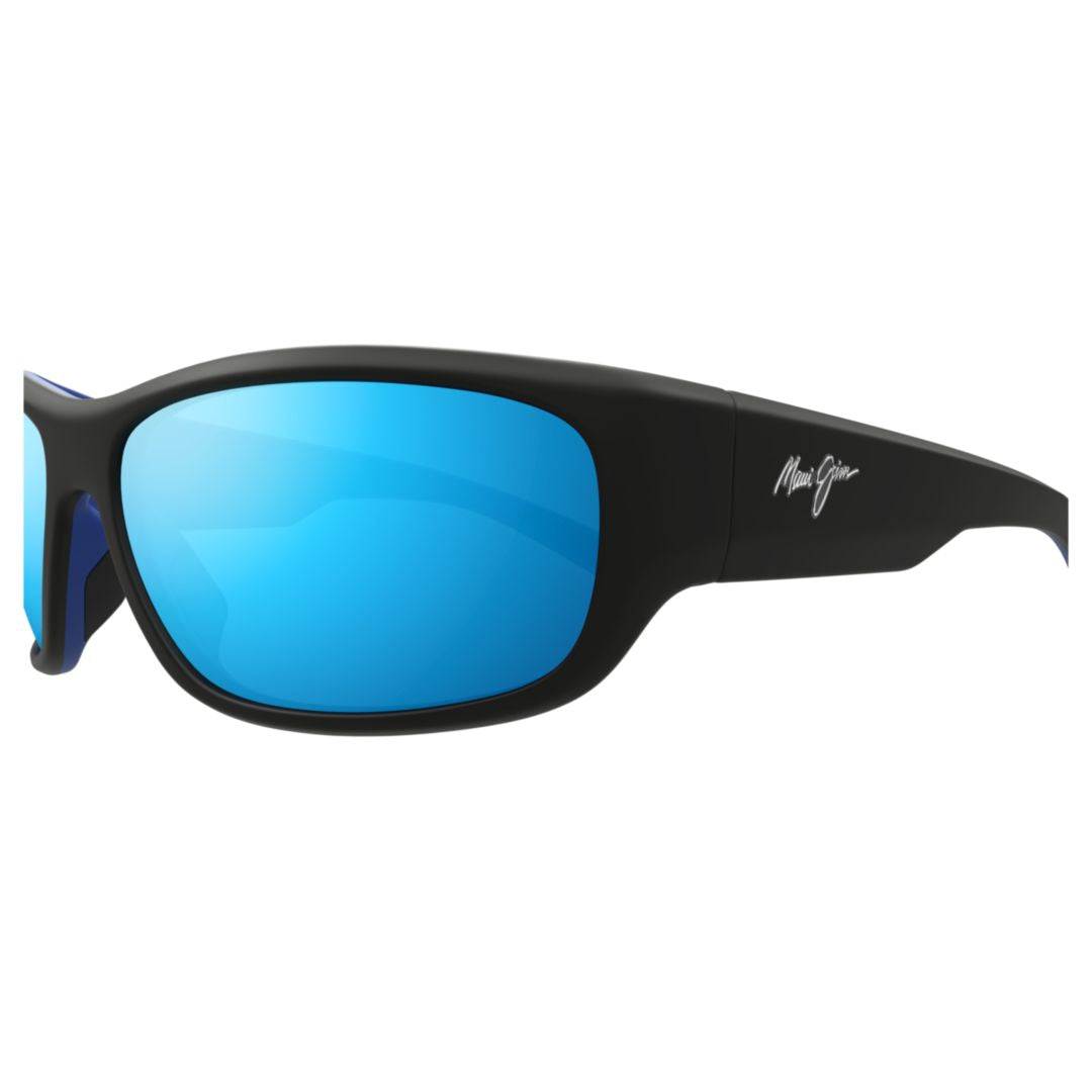 Maukele Rectangular Frame Sunglasses with Reflective Blue Lenses