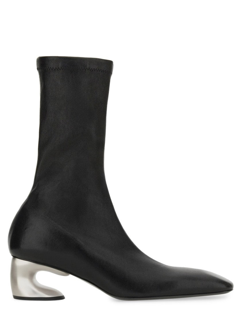 Ankle-High Leather Boots With Sculptural Heel