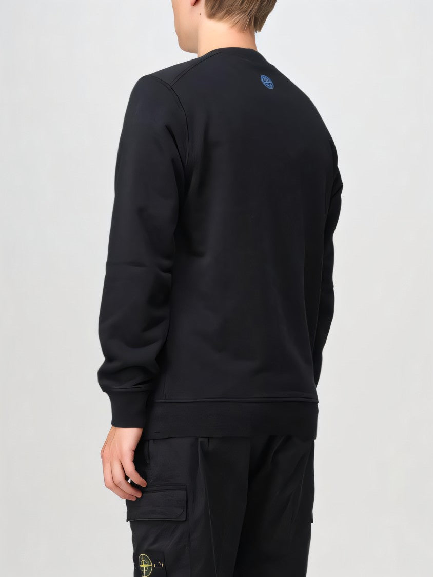 Black Cotton Crew Neck Sweatshirt