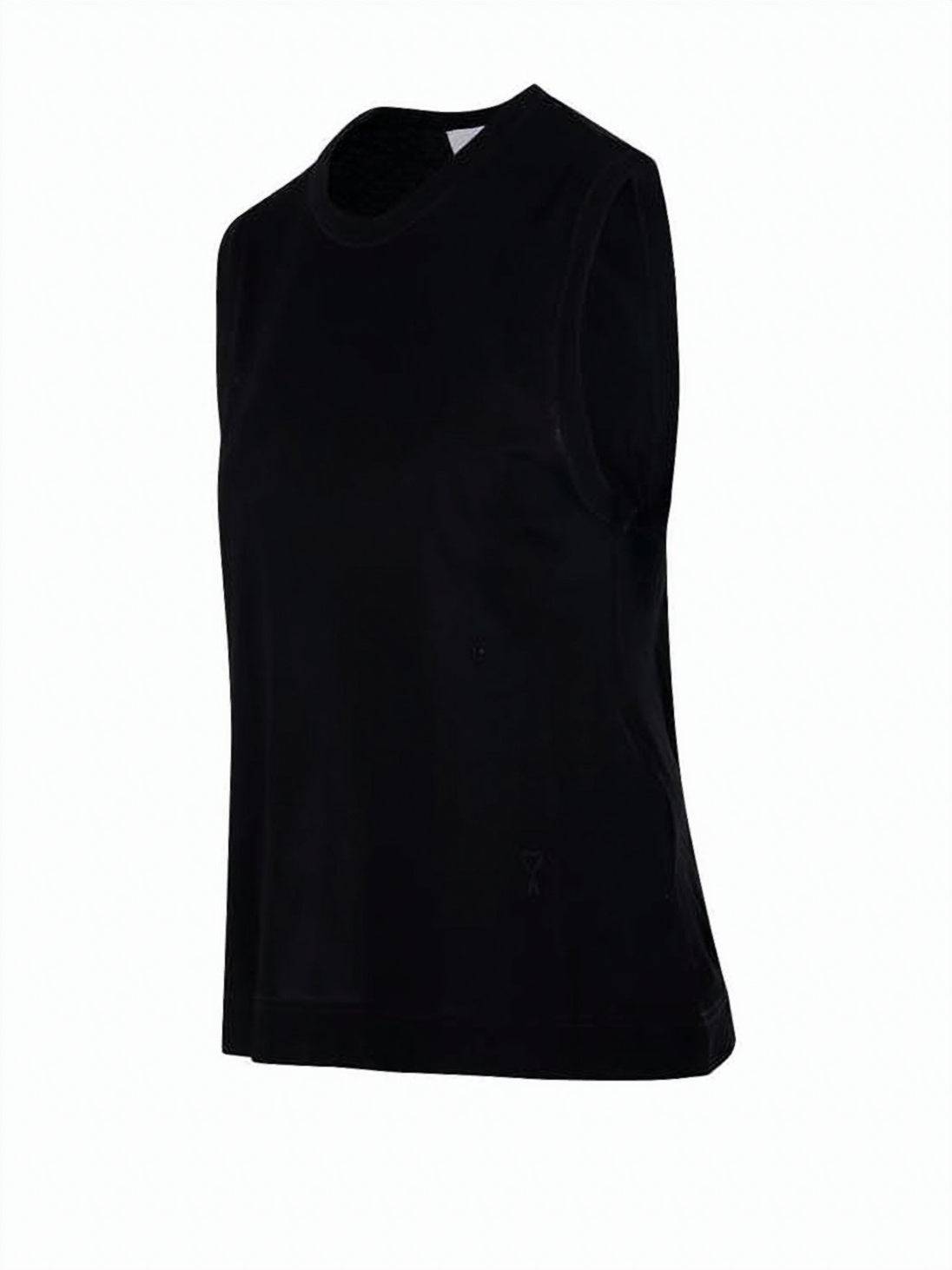 Navy Sleeveless Round Neck Cotton Top