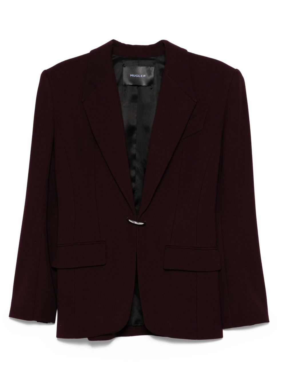 Burgundy Tailored Blazer with Metallic Button Closure