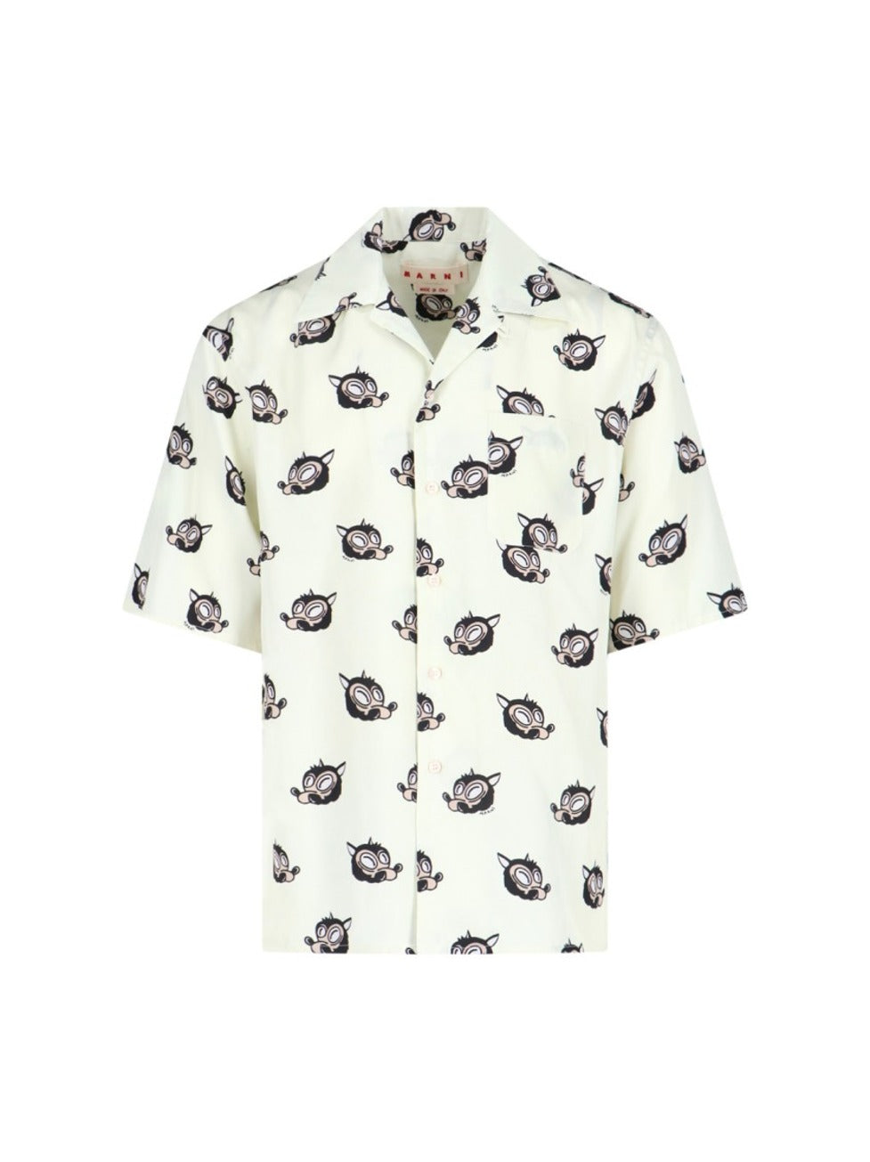 Printed Camp Collar Shirt – Cream
