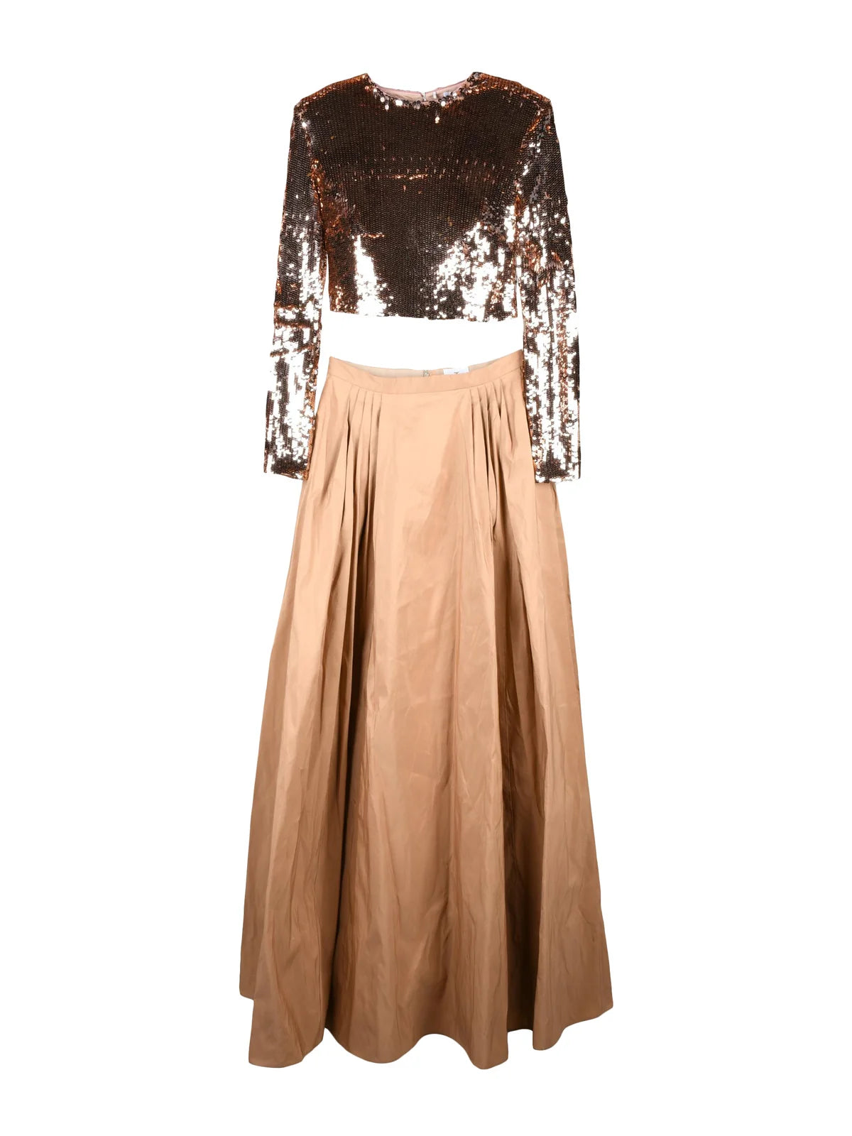 Brown/Bronze Polyamide Women Skirt Set