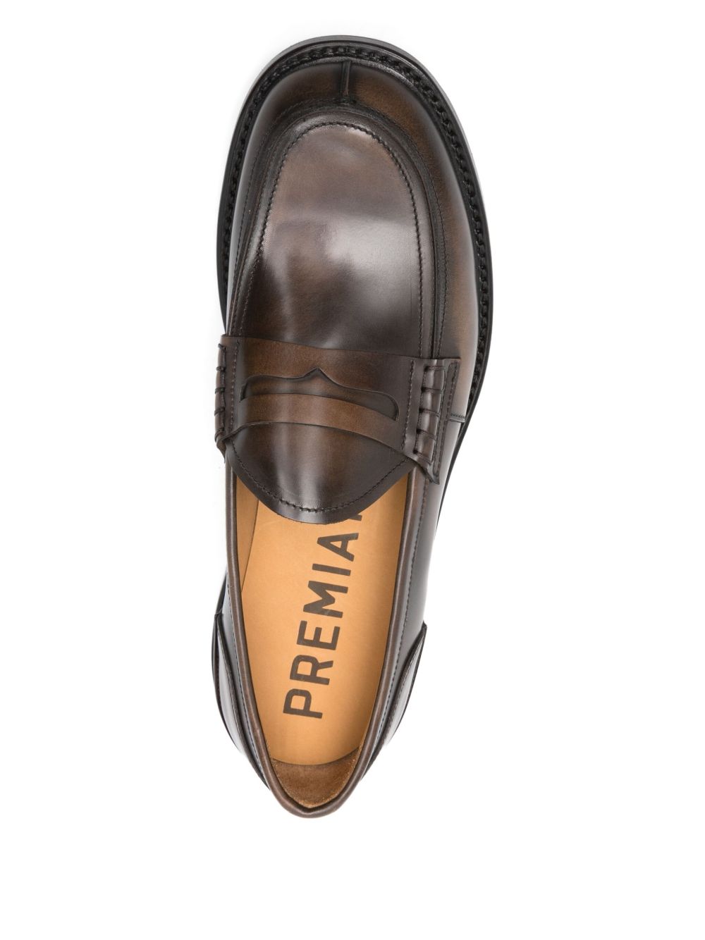 Penny Slot Detail Brown Leather Loafers