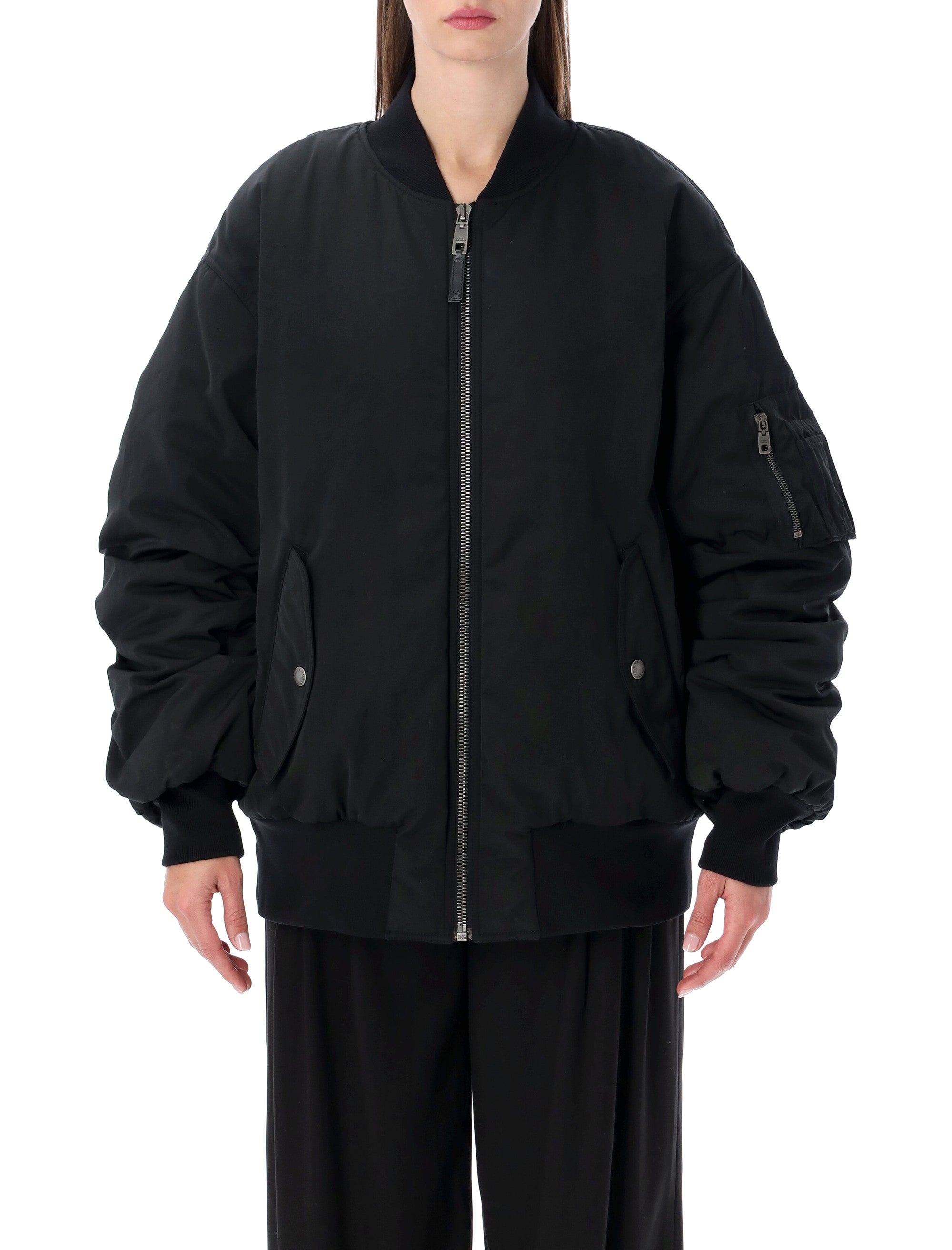 Oversized Black Bomber Jacket