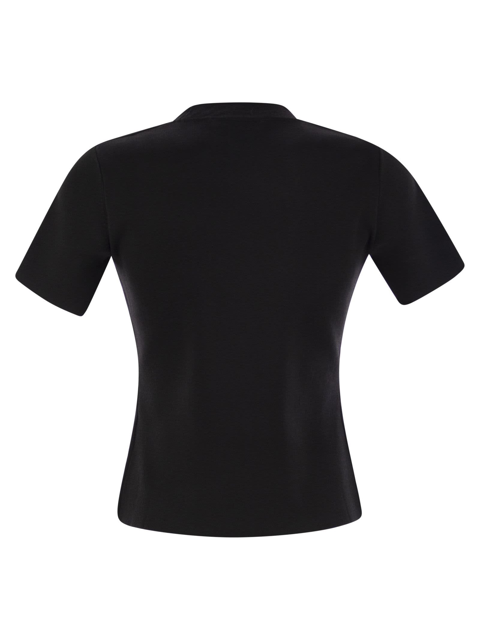 Fitted Short-Sleeved Sweater with Round Neckline