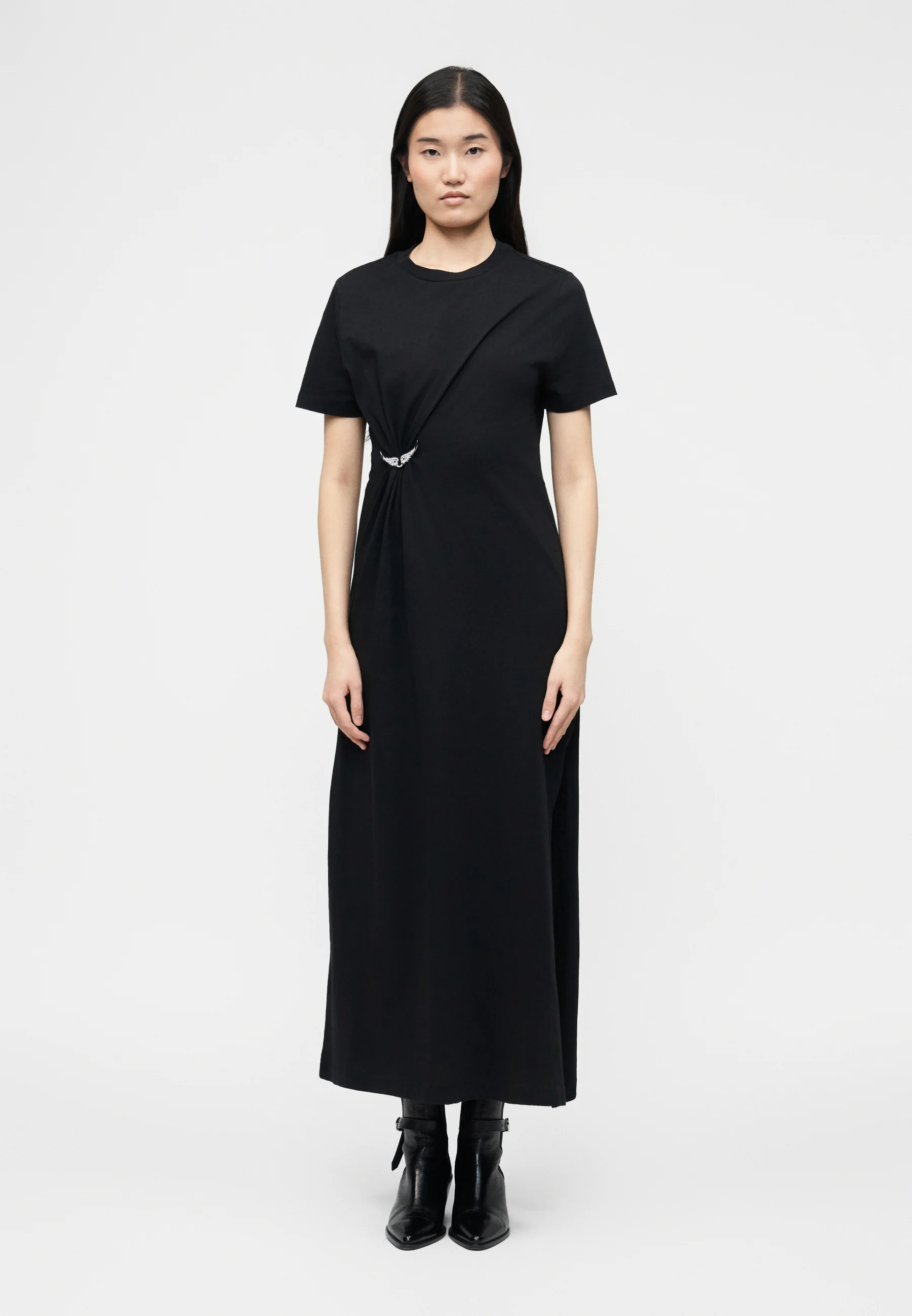 Mid-Calf Midi Dress with Gathered Waist