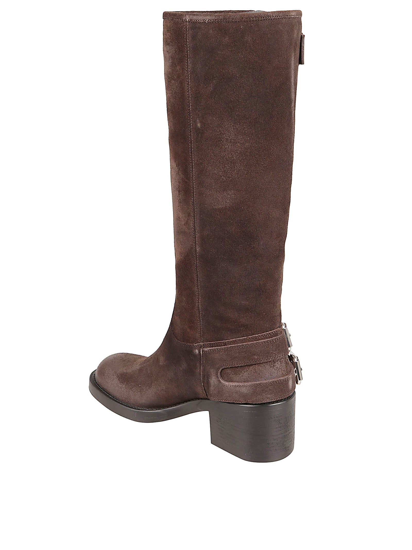 Mid-Calf Boots In Burnt Wood Calfskin