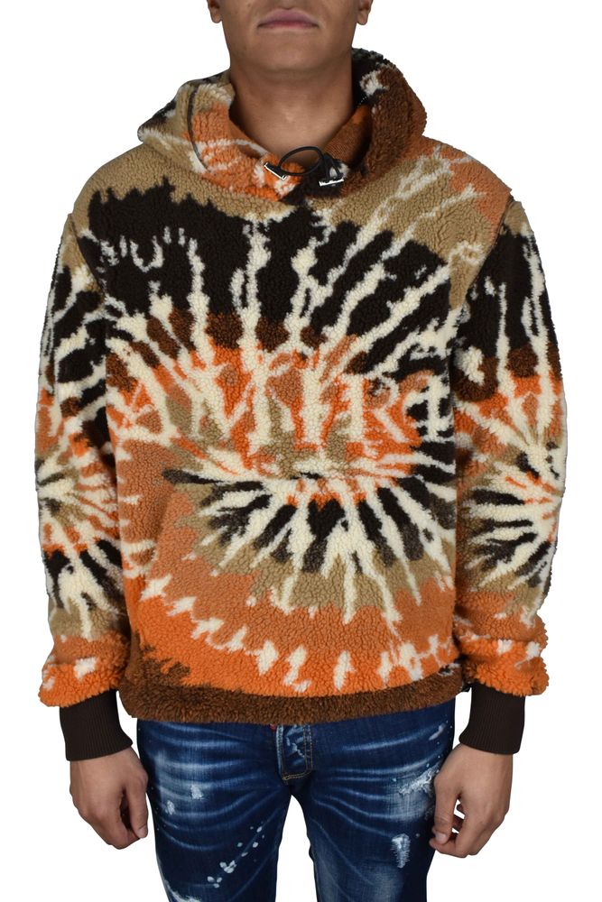 Tie-Dye Fleece Sweatshirt With Adjustable Drawstring