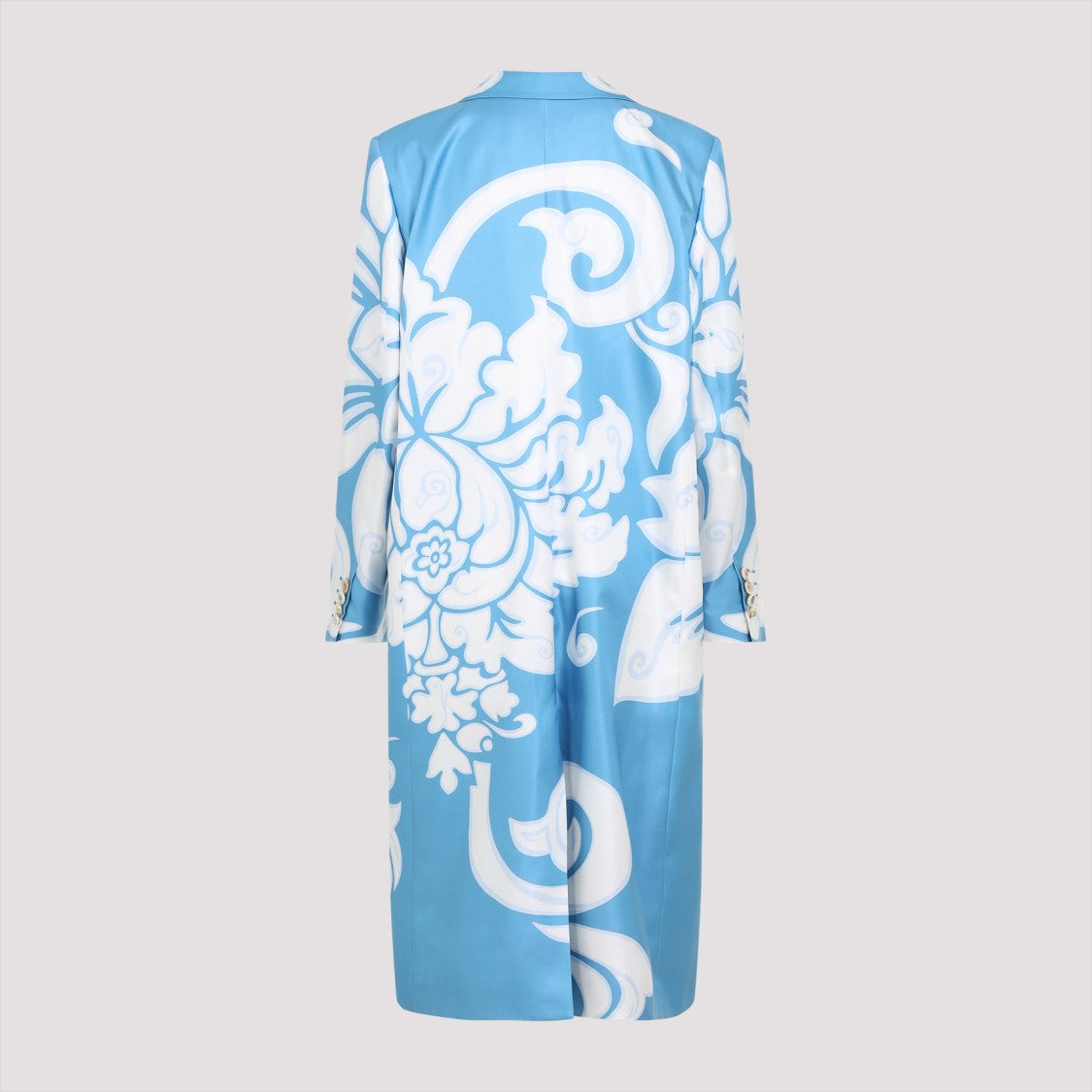 Blue Silk Floral Pattern Coat