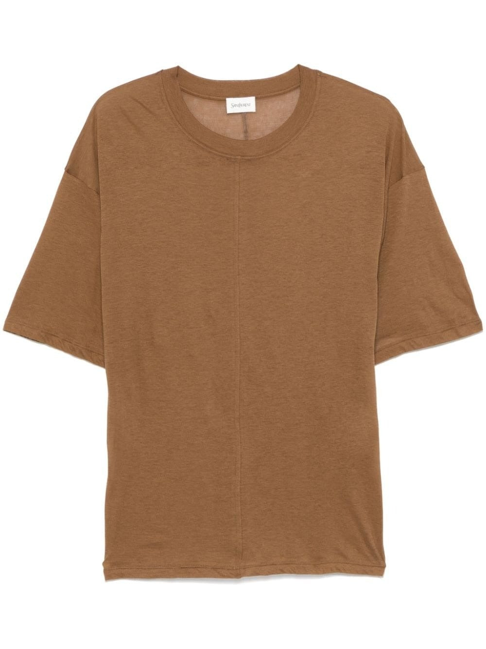 Relaxed Fit Brown Cotton Short-Sleeved T-Shirt