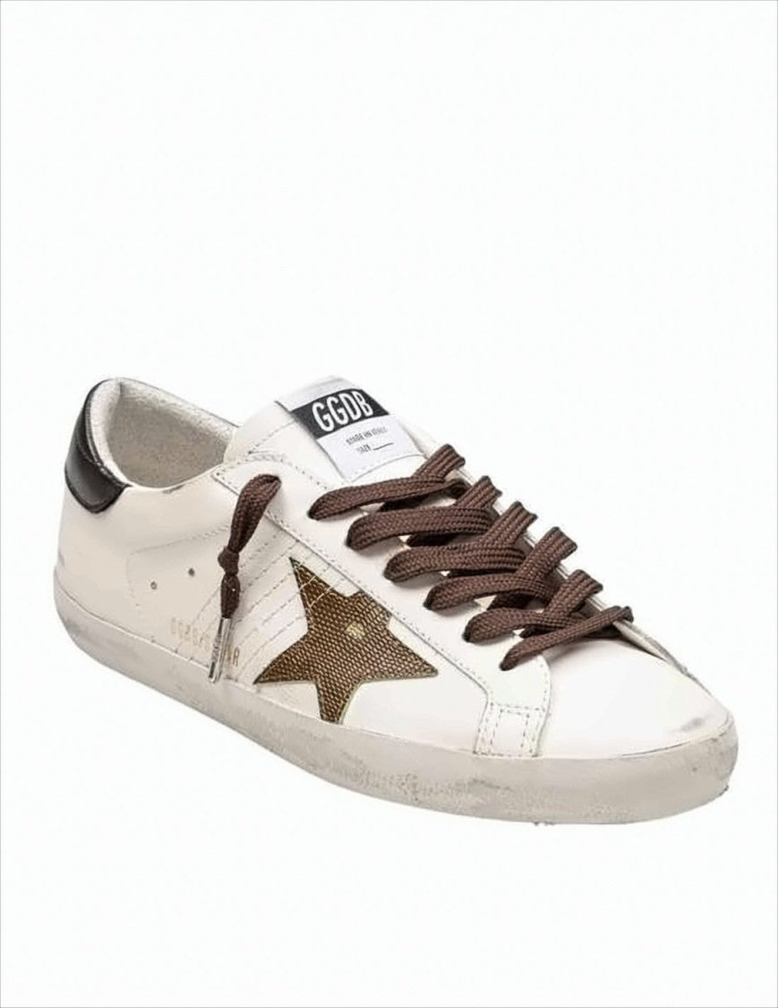 Distressed White Leather Low-Top Sneakers