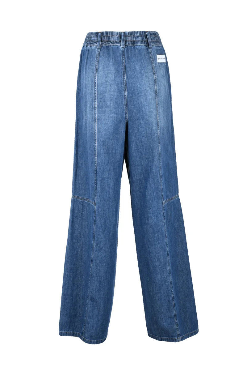 Cotton Wide Leg Jeans - Blue