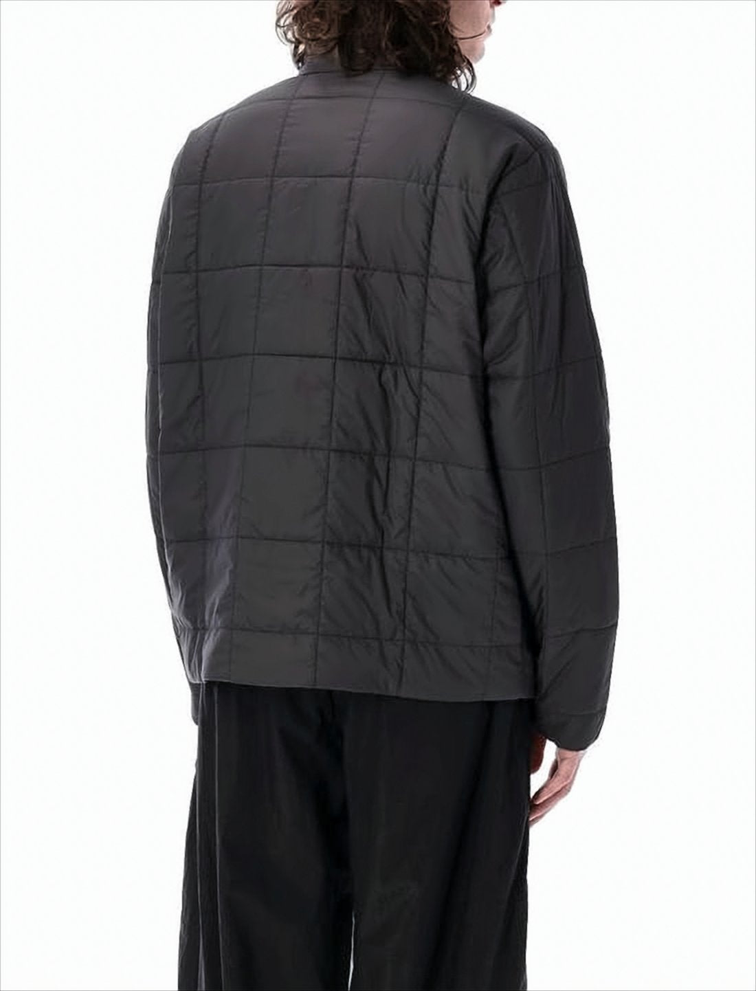 Quilted Black Padded Jacket with Stand Collar