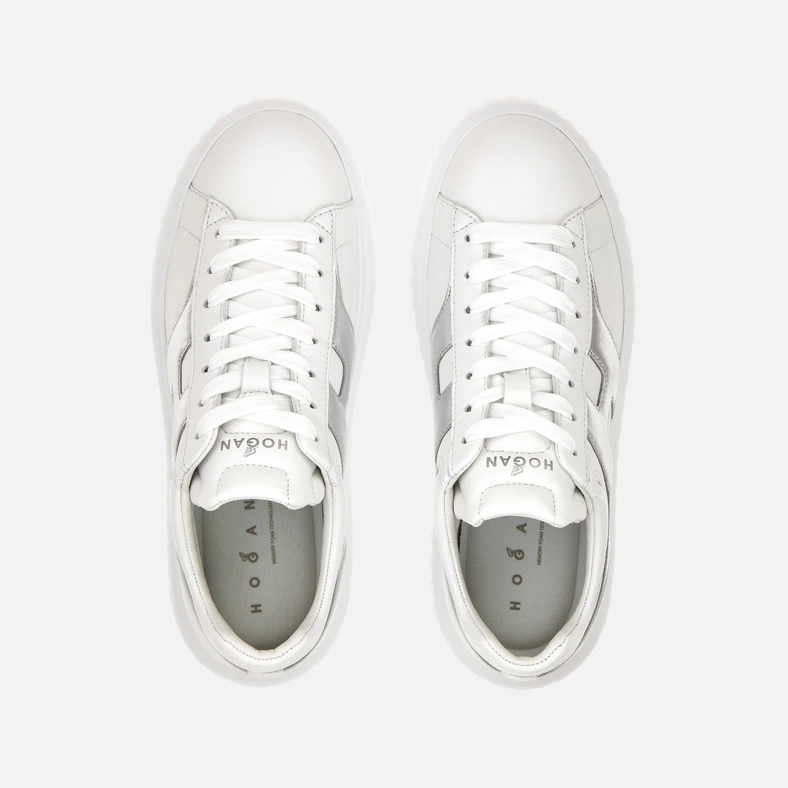 H-Stripes Lace-Up Sneakers in Sheepskin and Calfskin