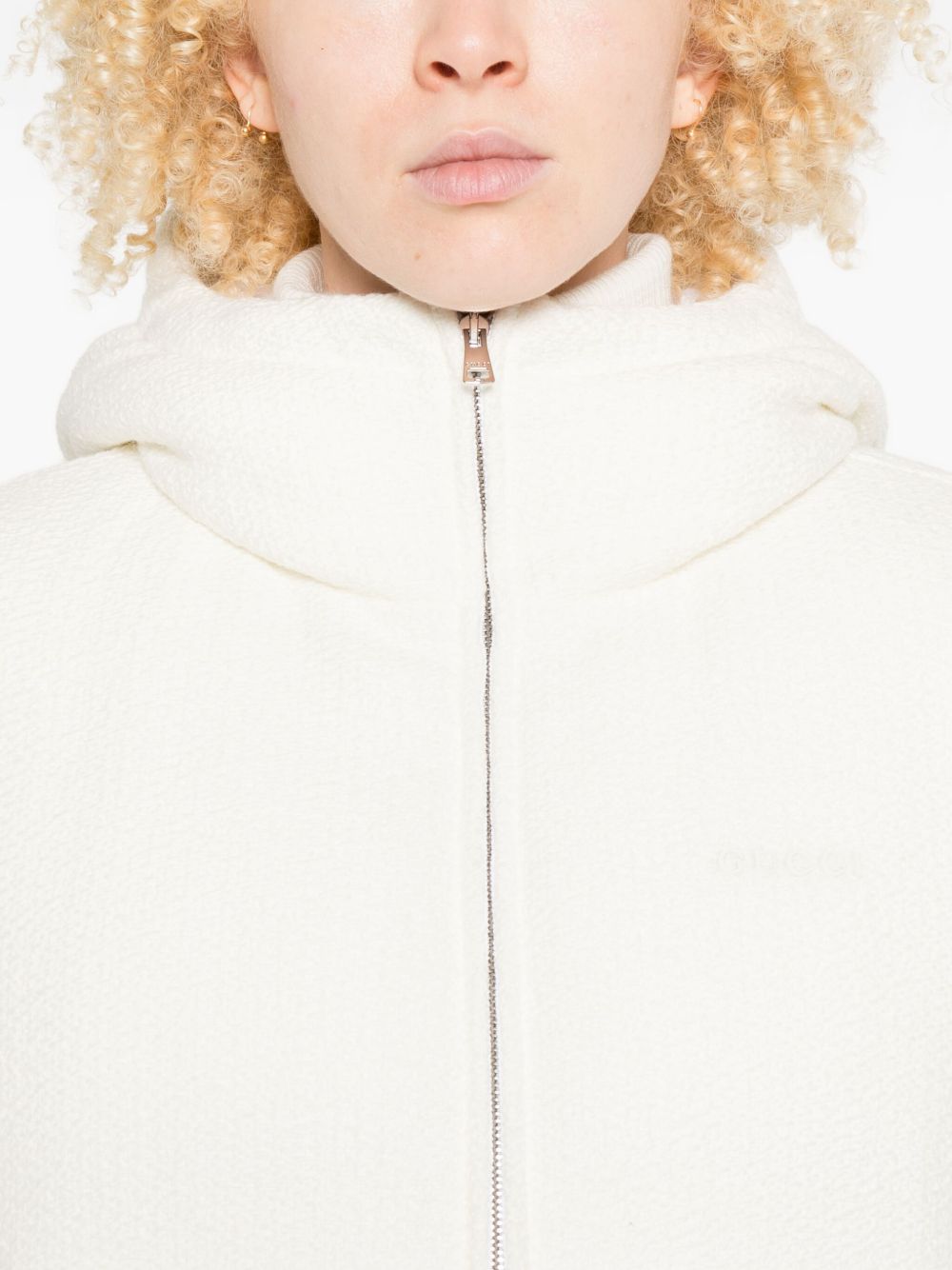 Cropped White Hooded Coat