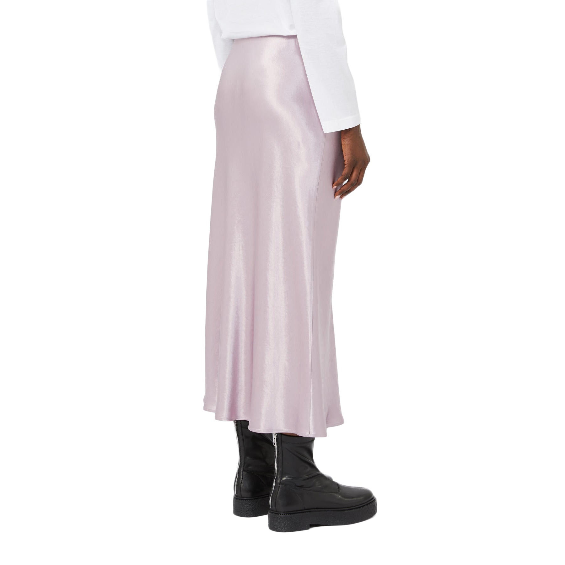 Satin Midi Skirt with Flared Hem