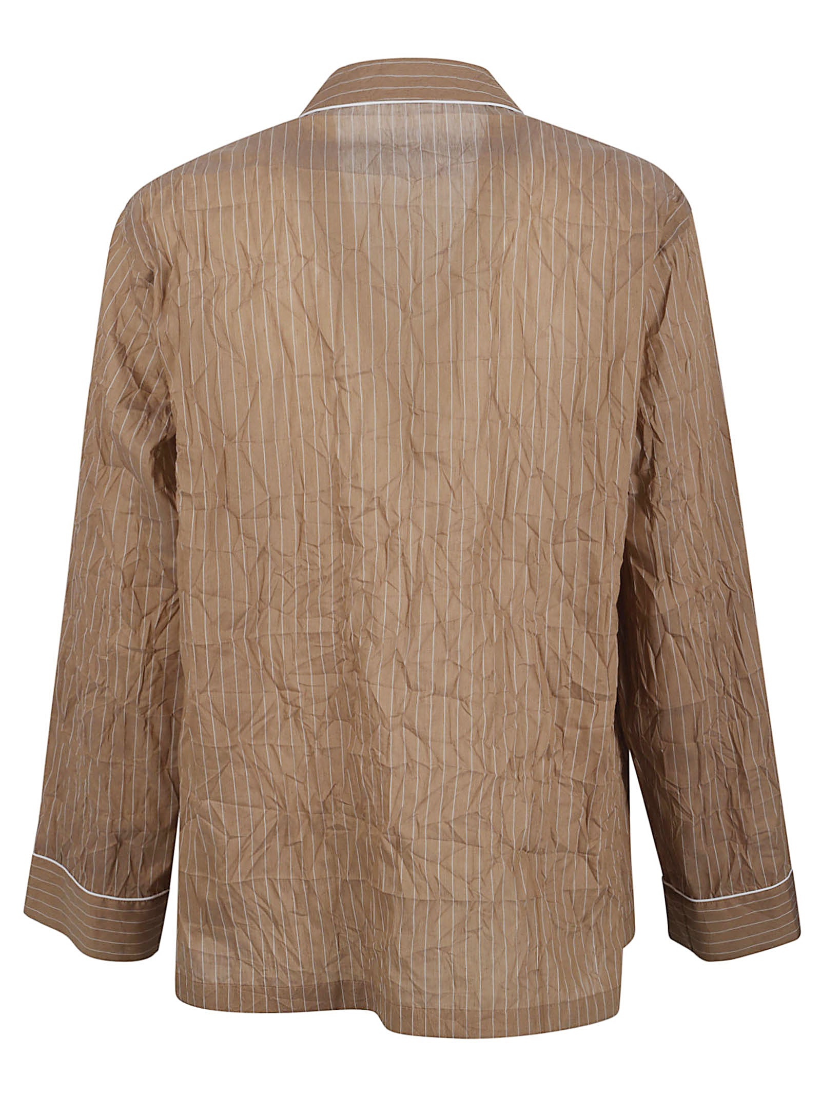 Brown Pinstriped Jacket with Classic Lapel