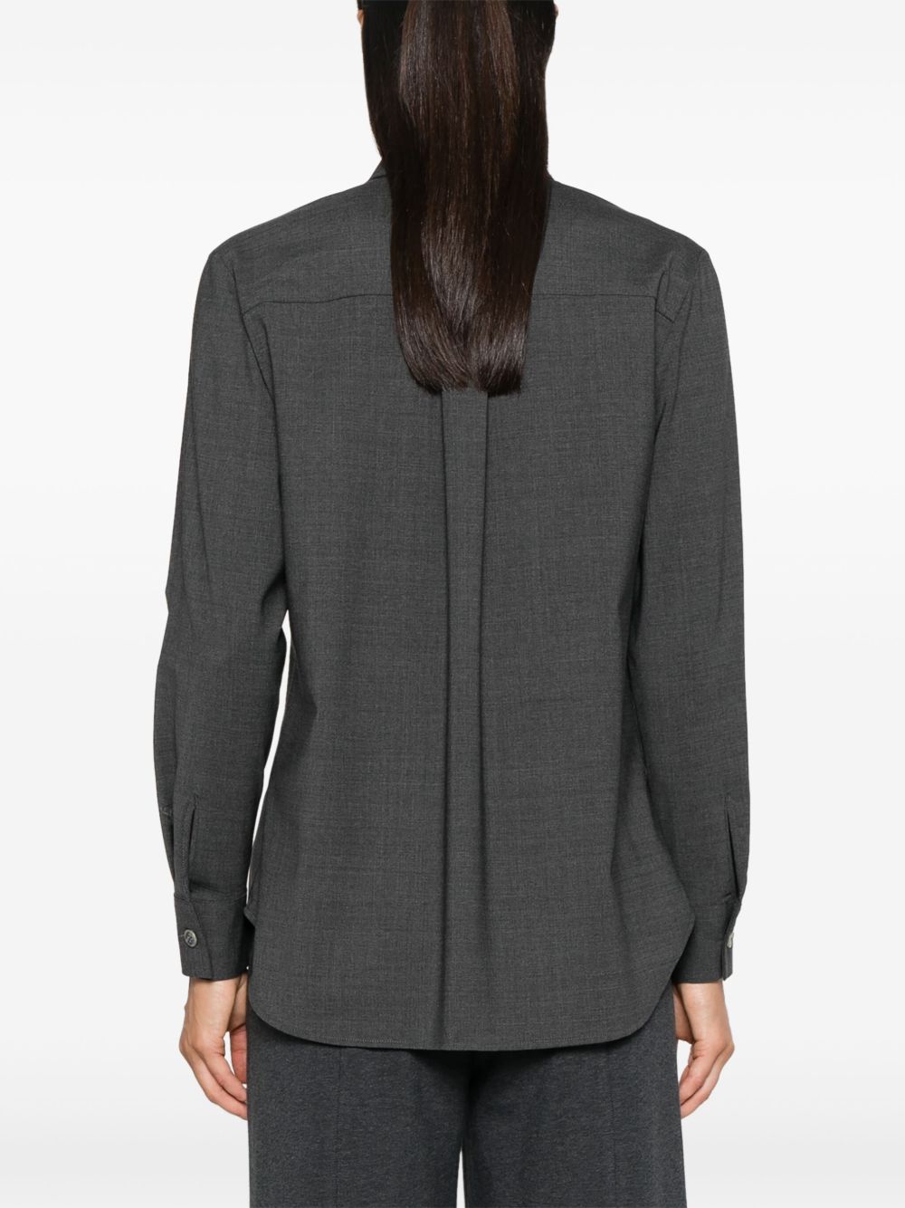 Structured Anthracite Stretch Wool Shirt