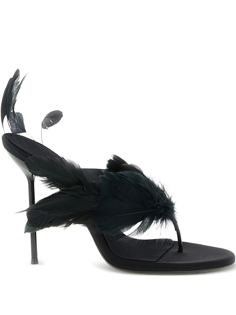 High-Heeled Sandals With Feathered Straps