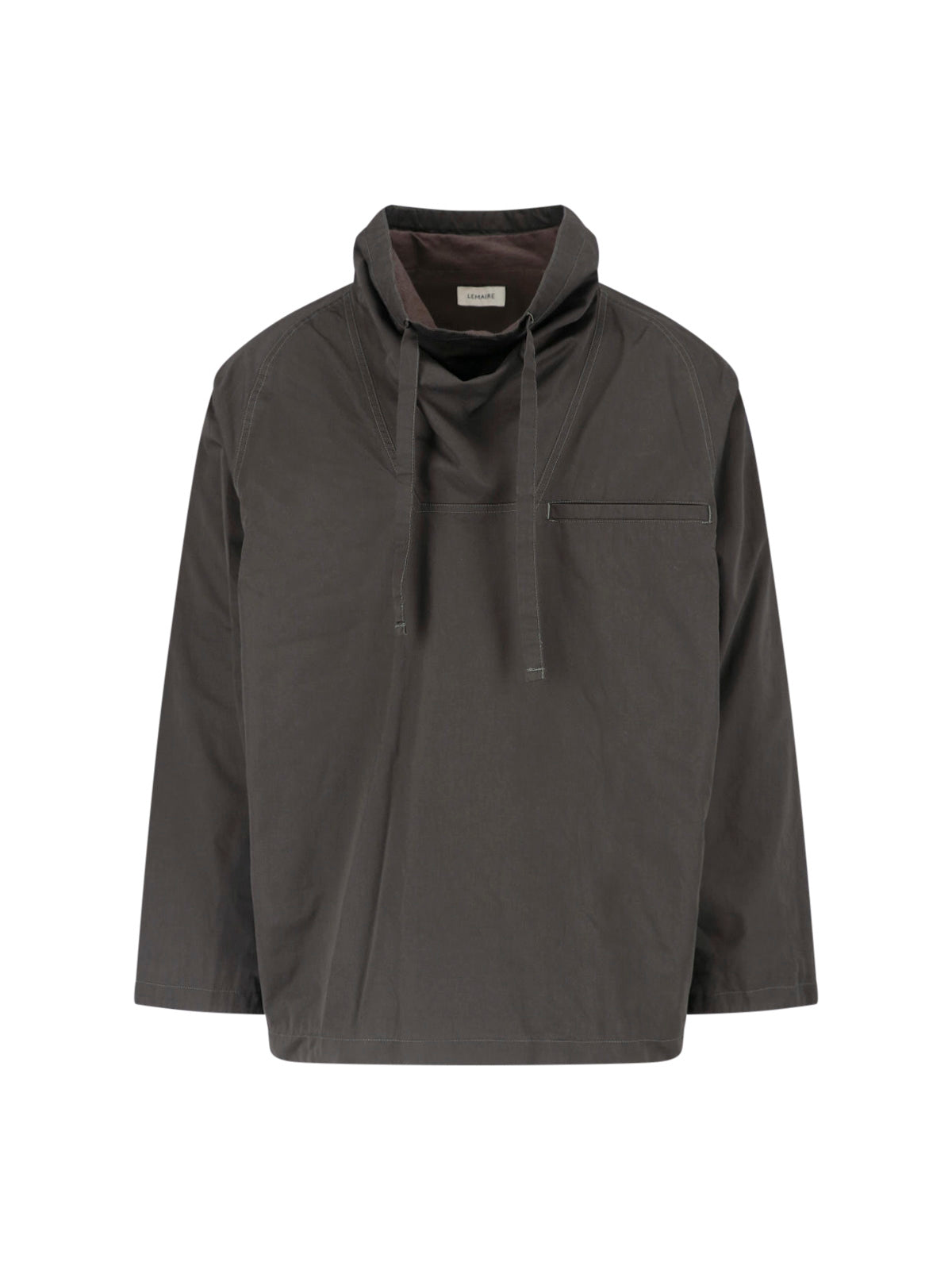 Grey Funnel Neck Boxy Cropped Hooded Sweatshirt