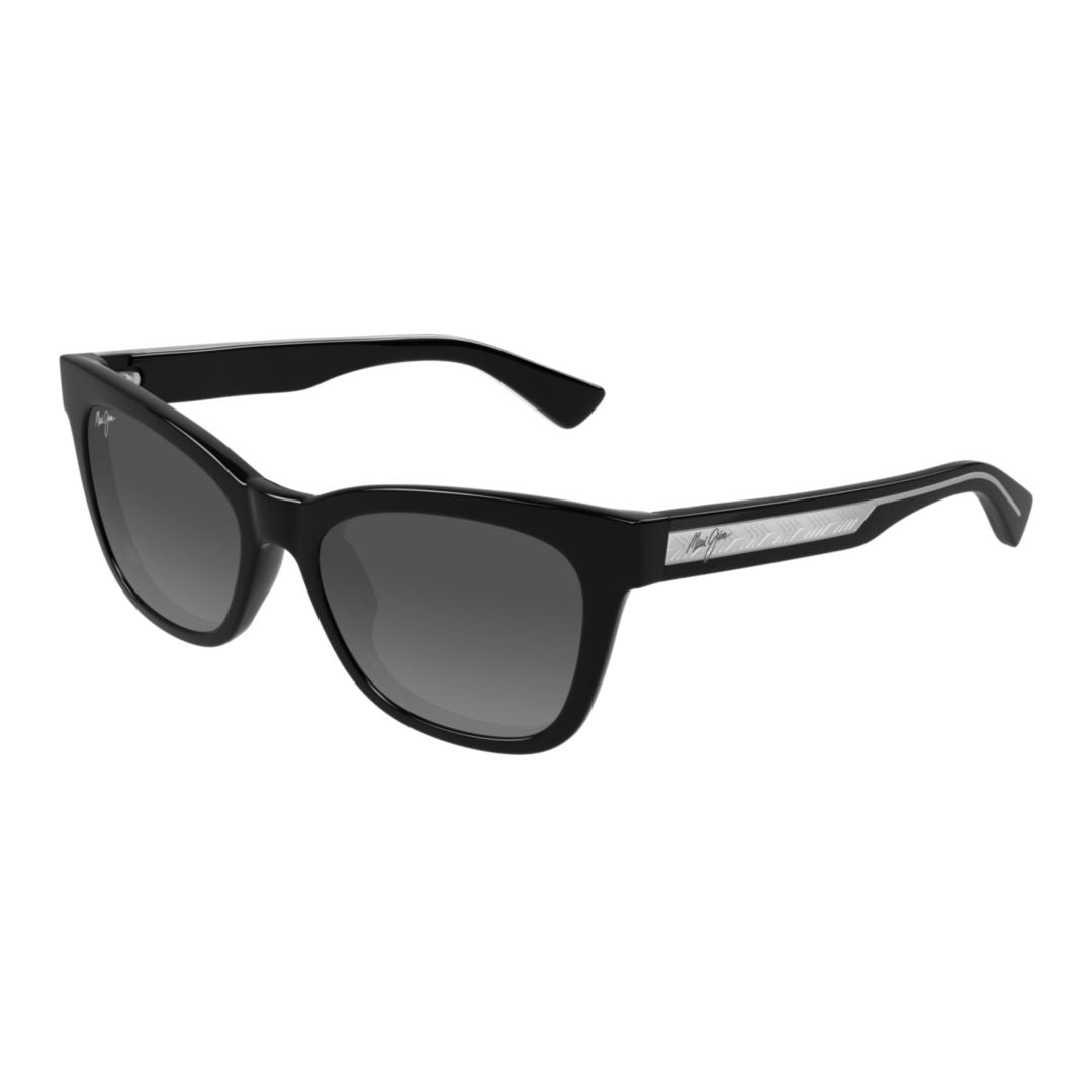 Hiwahiwa Glossy Black Rectangular Sunglasses with Gradient Lenses