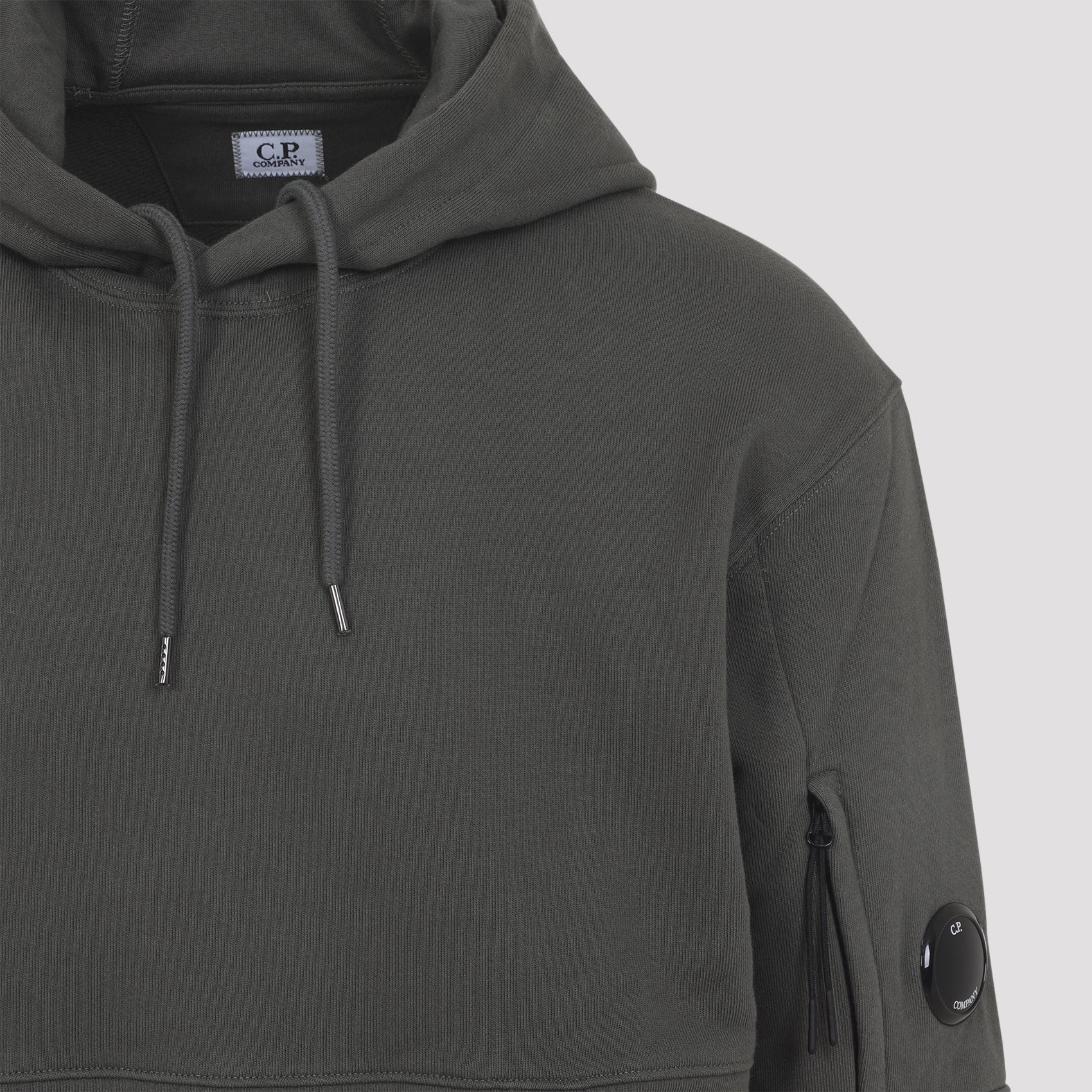 Casual Grey Cotton Hoodie With Functional Design