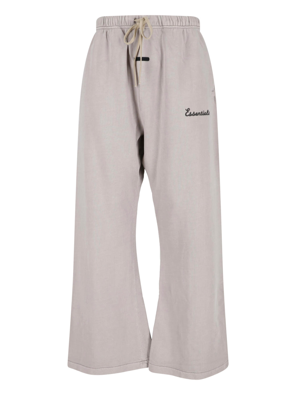 Beige Relaxed Wide-Leg Logo Trousers
