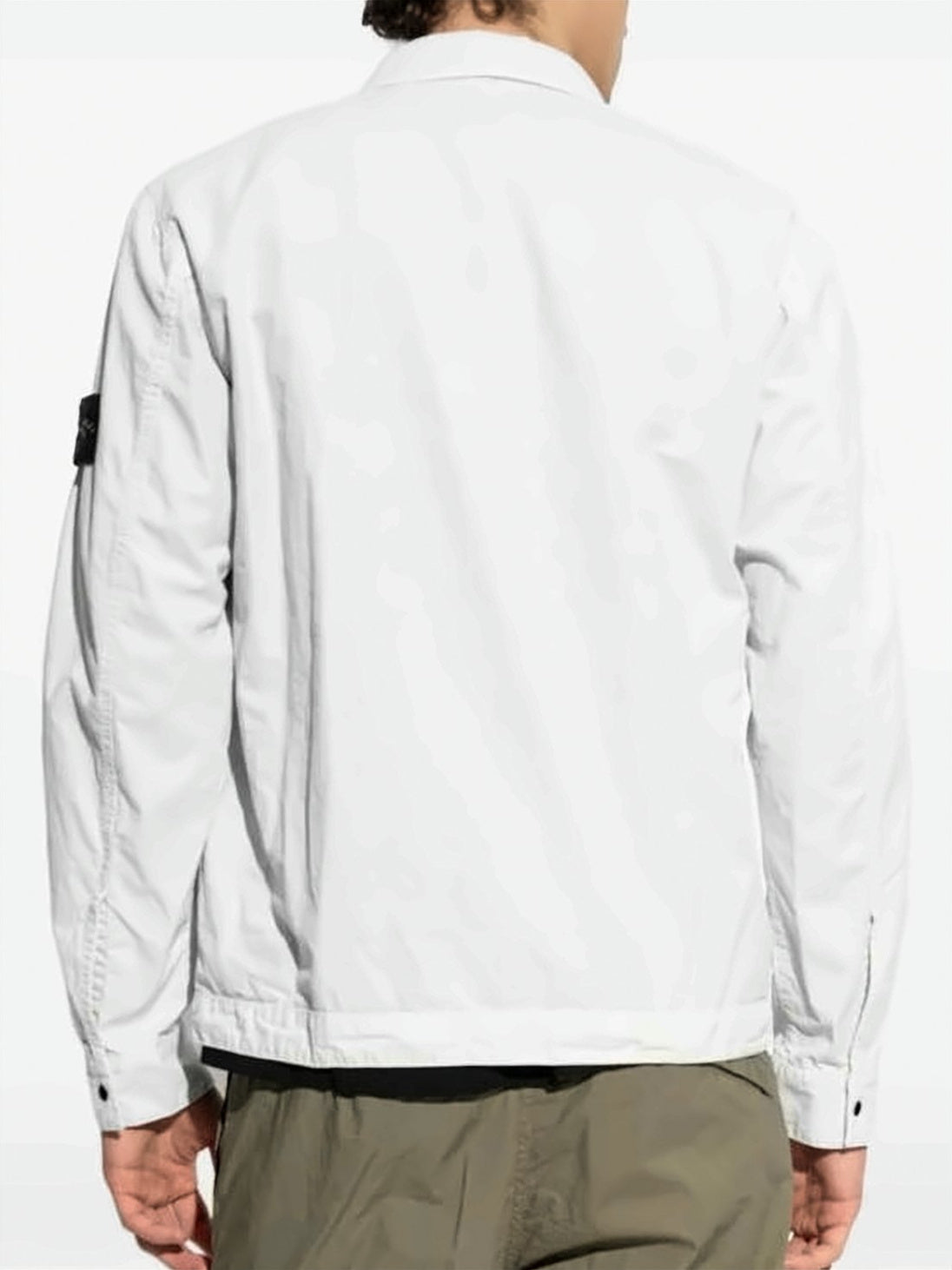 Stone Island Minimalist White Jacket With Flap Pocket