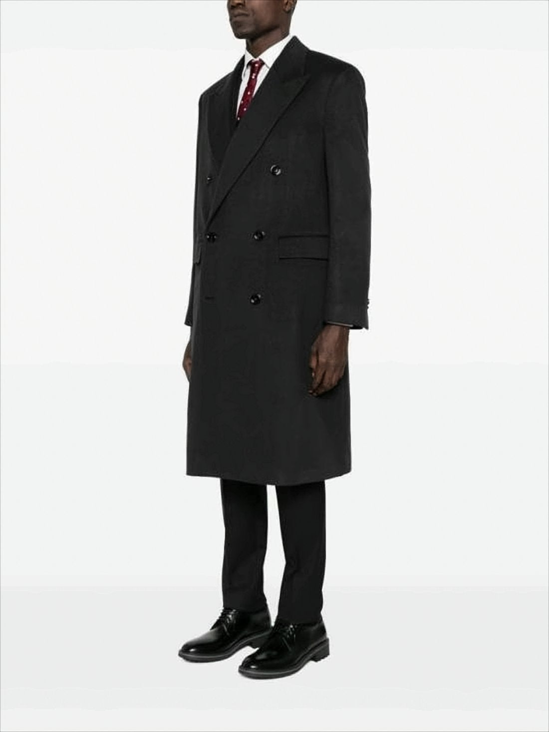 Double-Breasted Black Cashmere Blend Coat