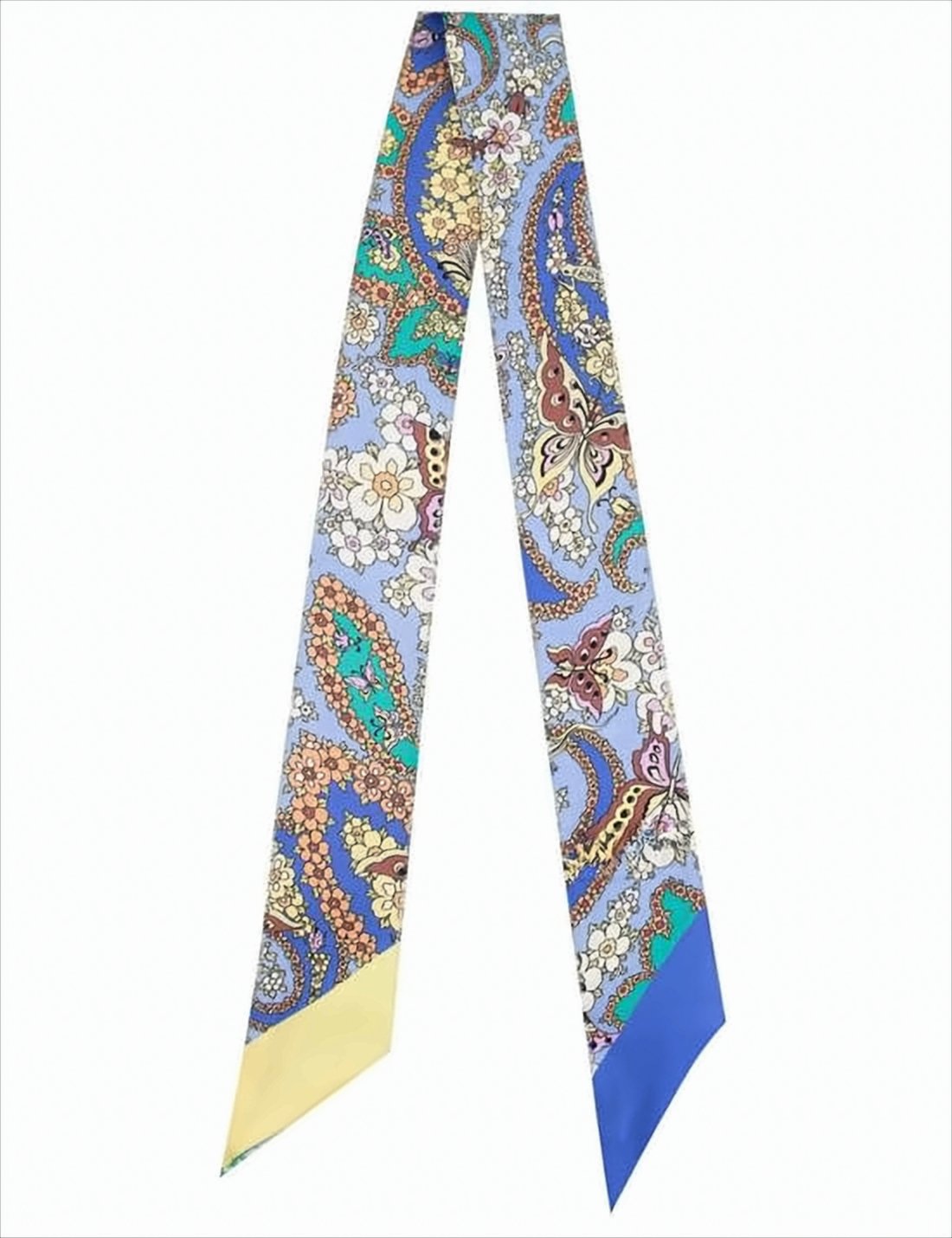 Paisley Floral Silk Scarf with Contrasting Tips