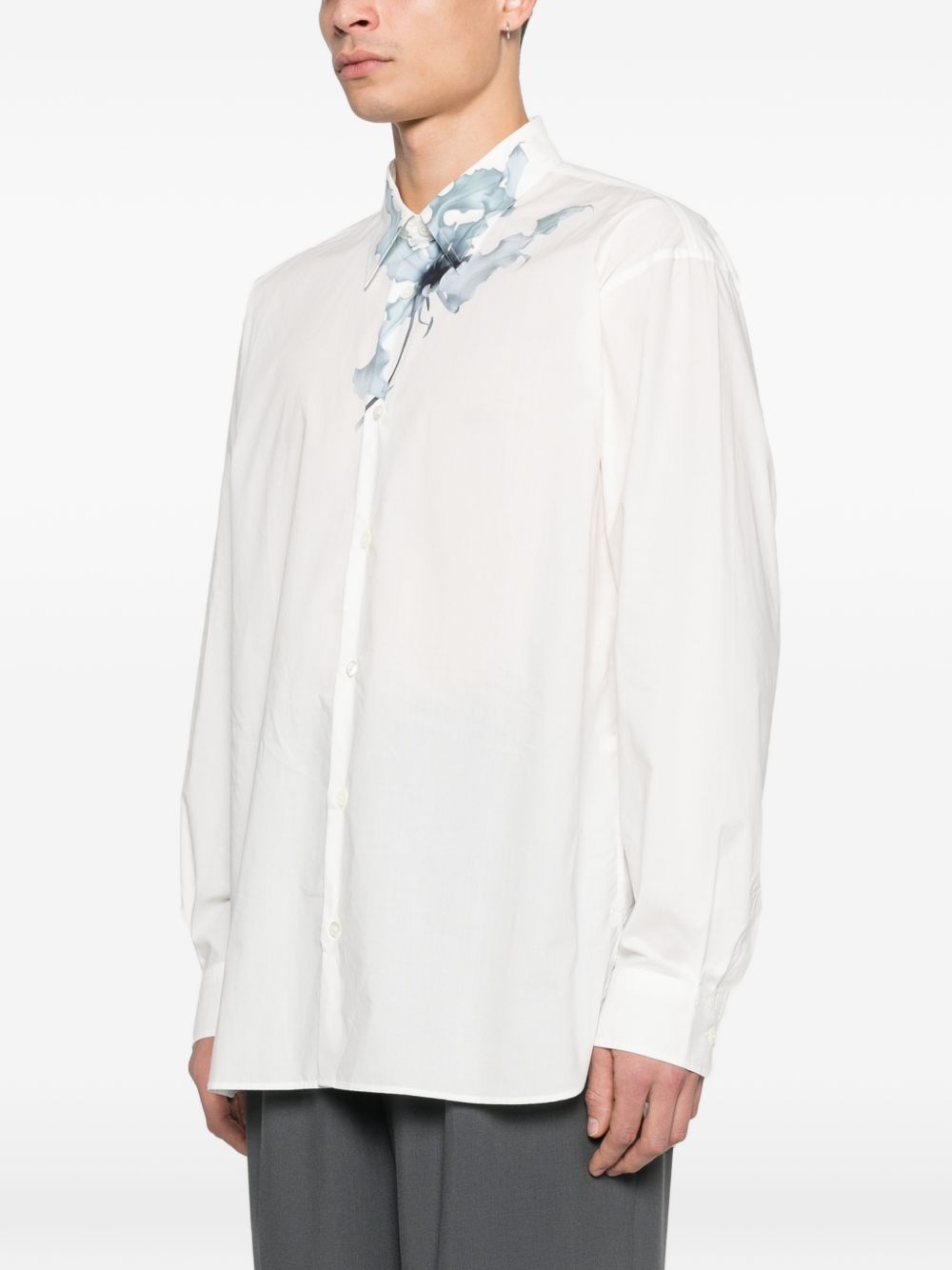 White Floral Print Shirt