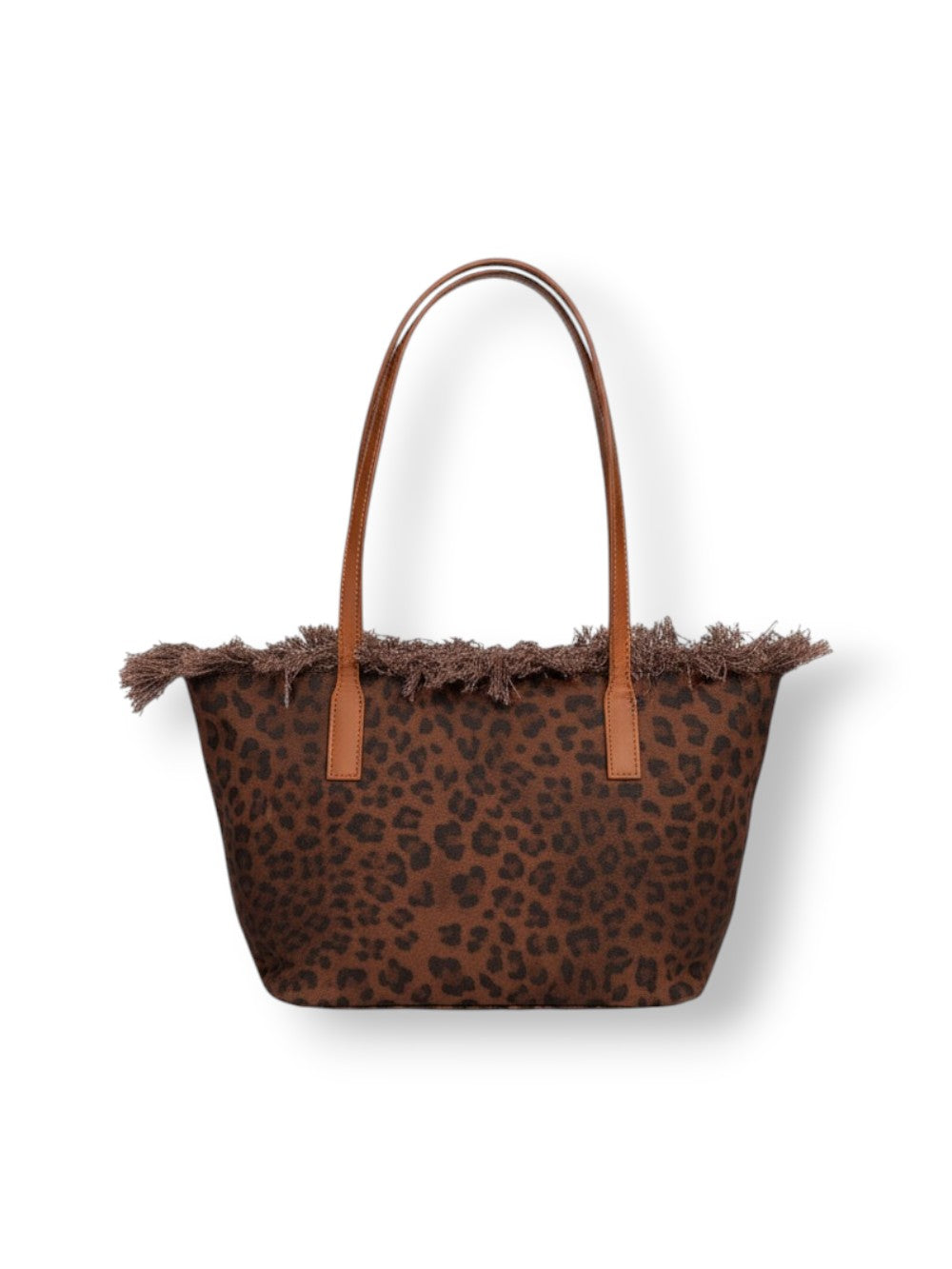 Medium Leopard Print Tote Bag With Fringed Edge