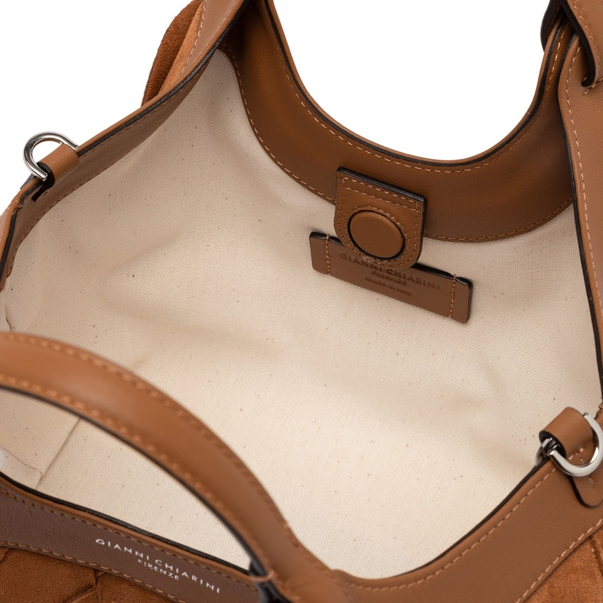 Geometric Pattern Suede Handbag