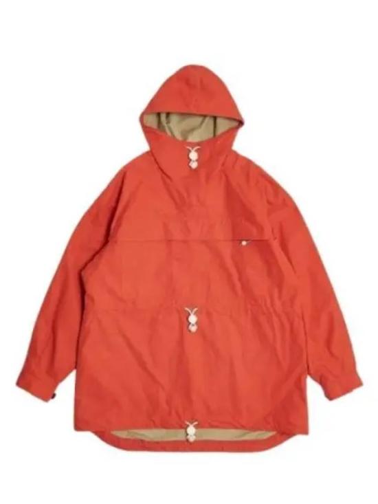 Hooded Burnt Orange Jacket With Toggle Closures And Relaxed Silhouette