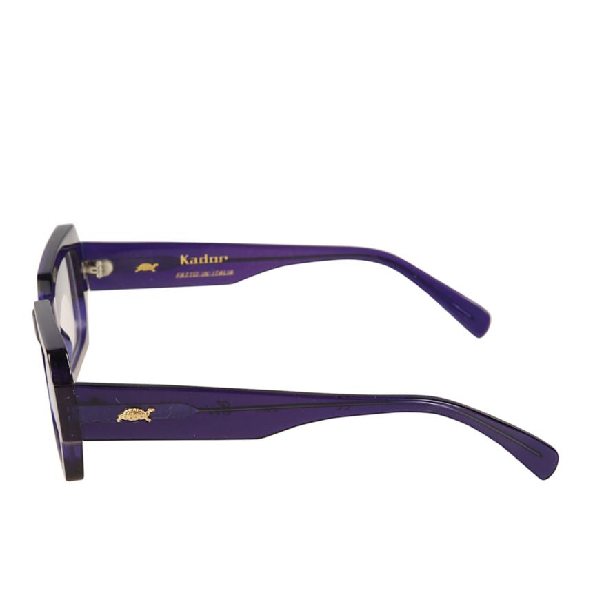 Evy Geometric Rectangular Frame Sunglasses with Gold Emblem