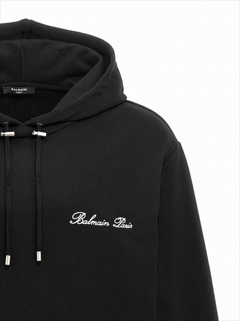 Minimalist Black Hoodie With Drawstring And Front Pocket