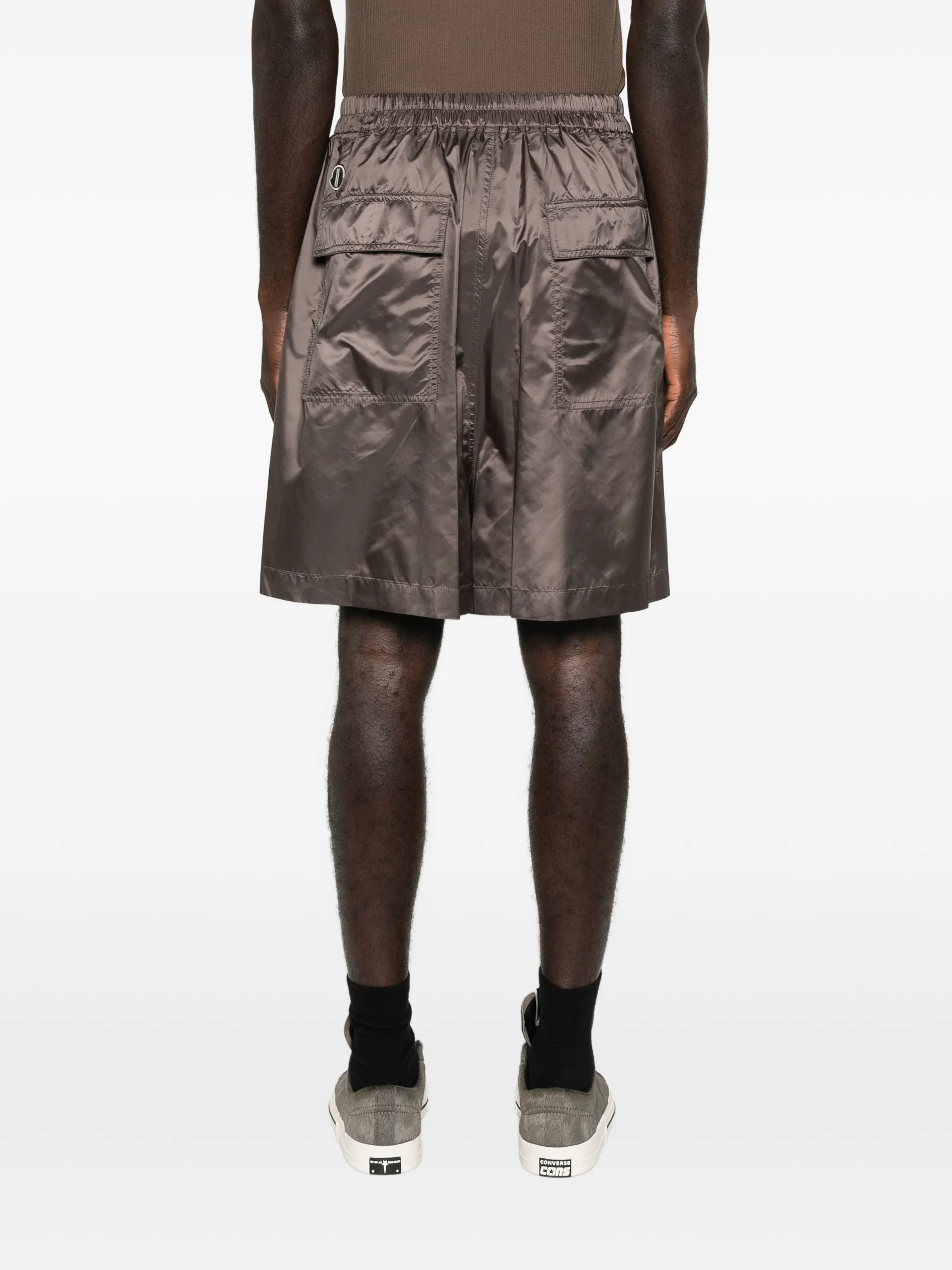 Brown Woven Kilt Bermuda Shorts