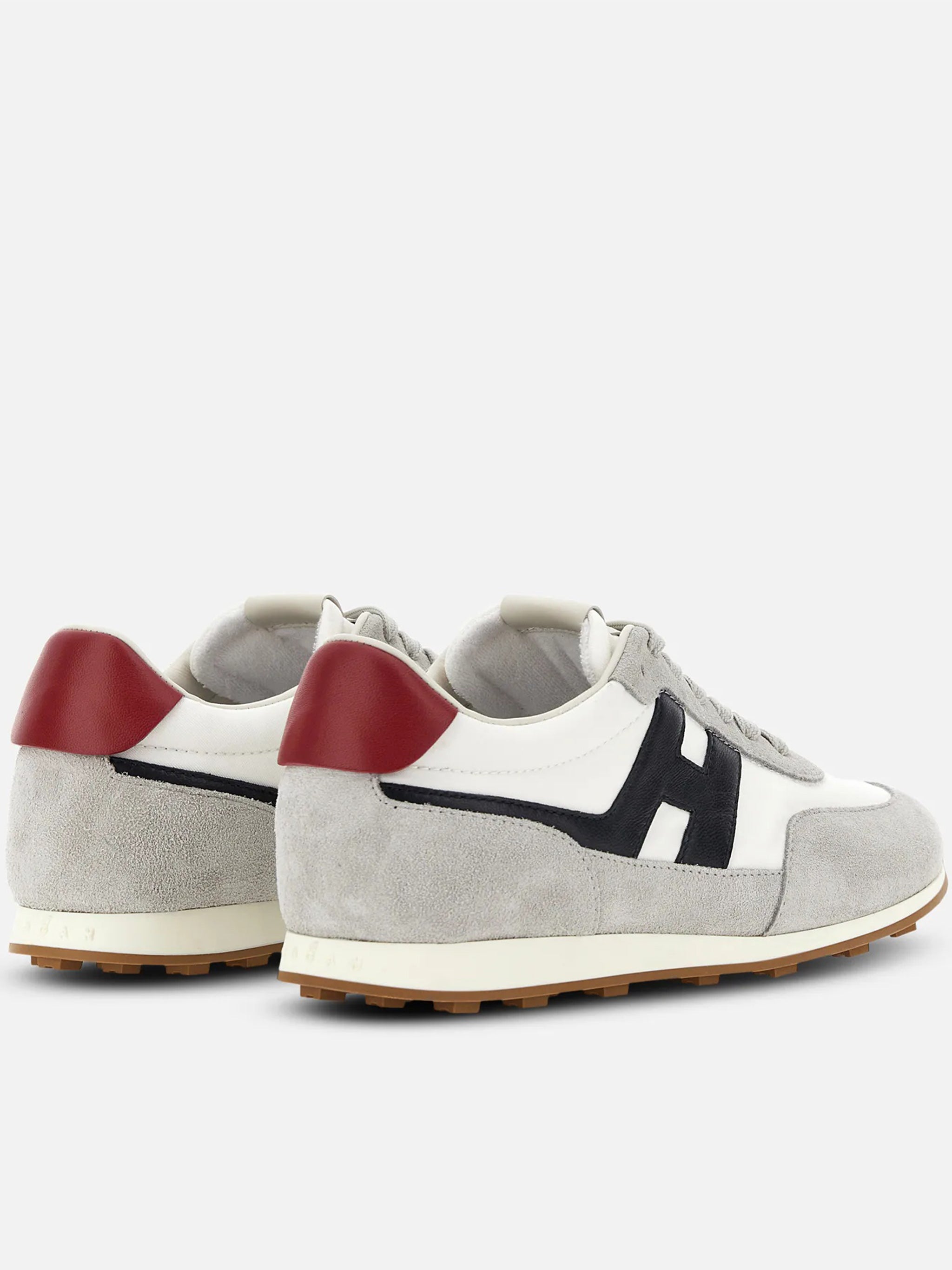 Grey Low-Top Suede White Panel Sneakers