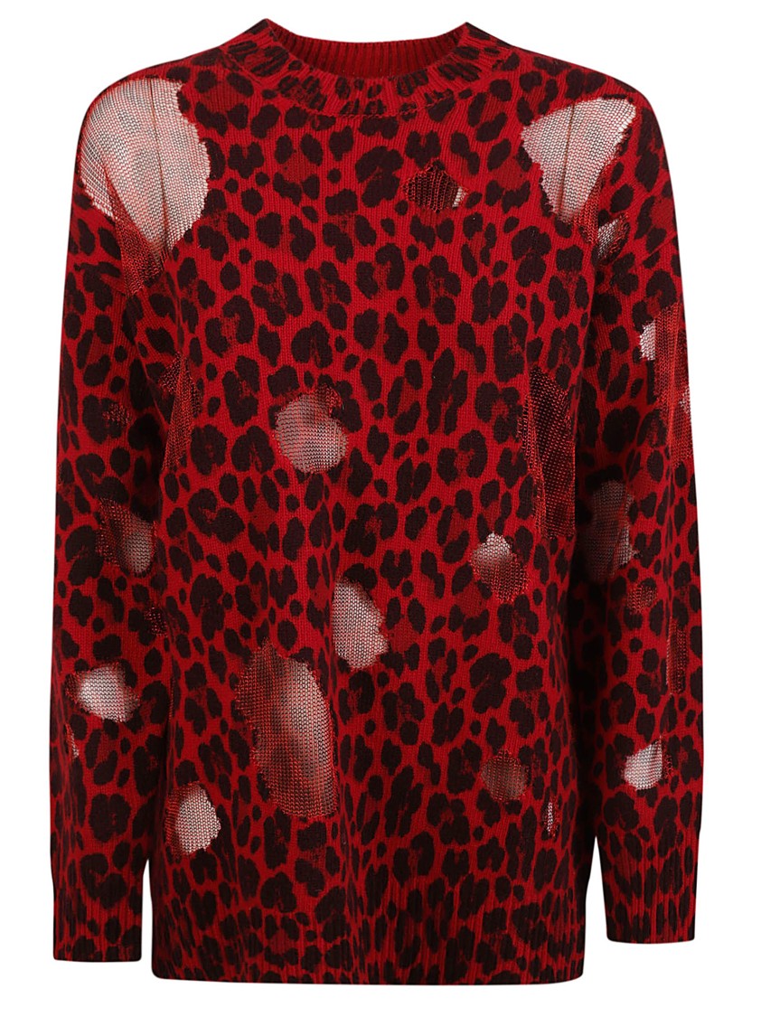 Leopard Print Sweater With Strategic Cutouts