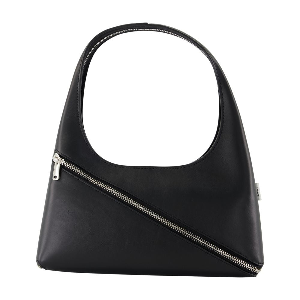Zip Handbag - Leather - Black
