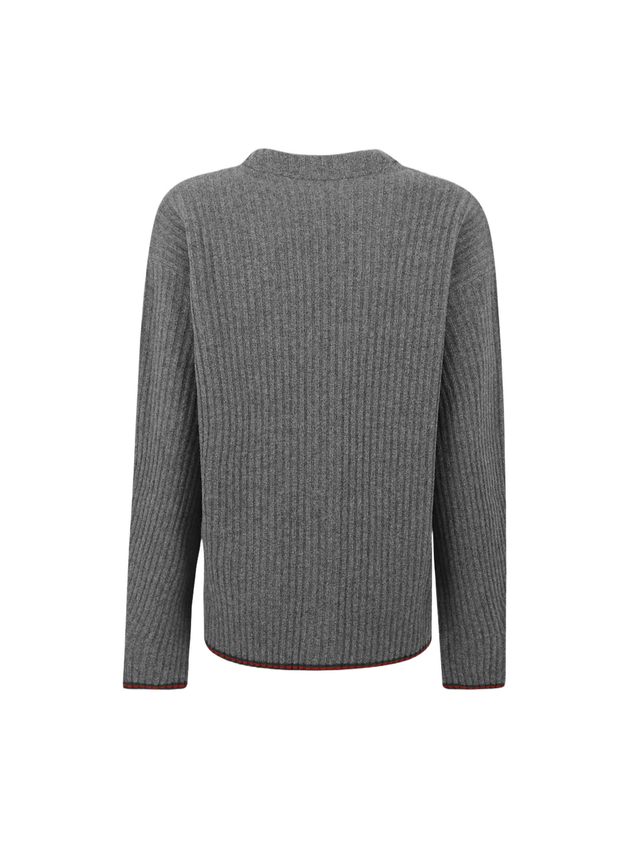 Ribbed Knit Oversized Cardigan With Deep V-Neck