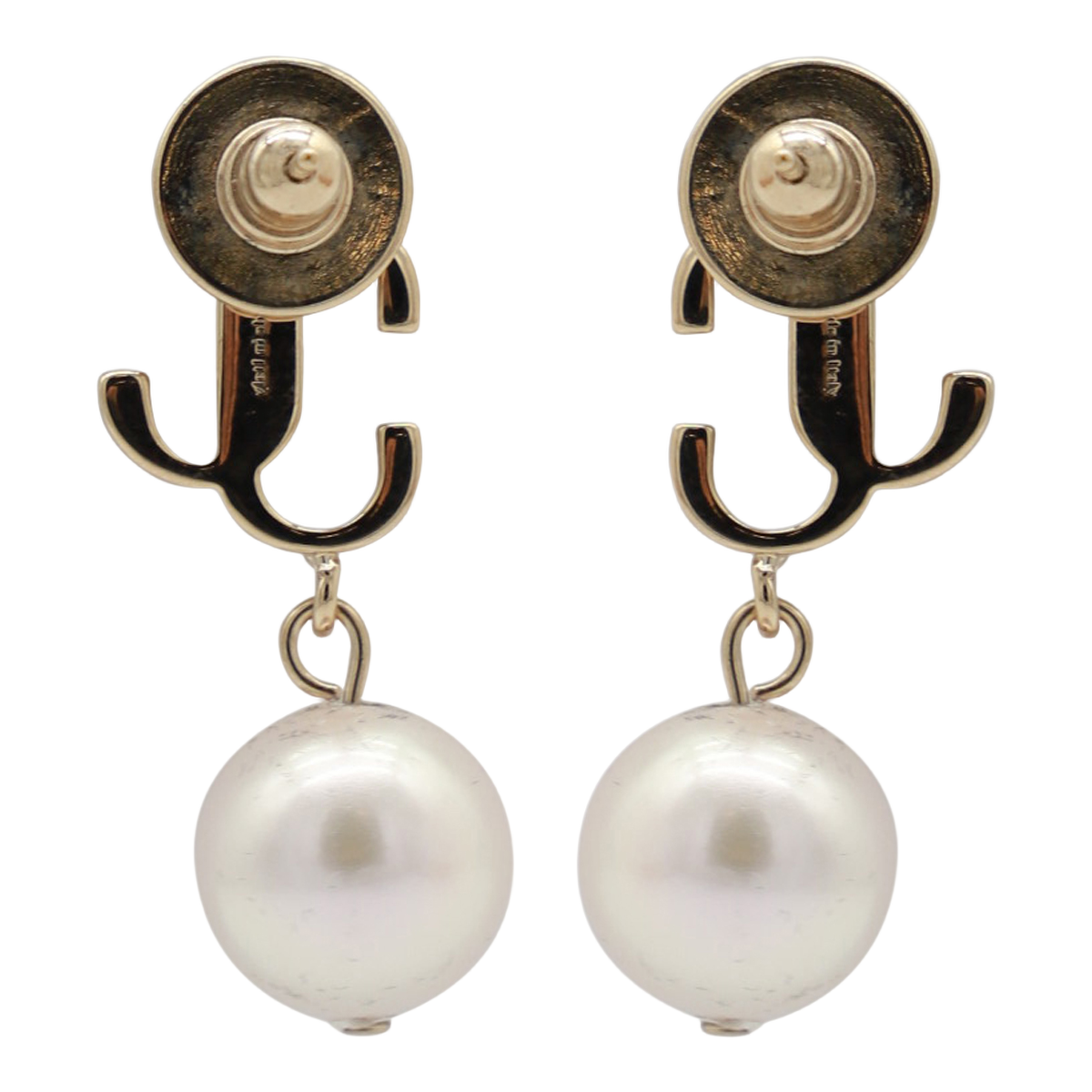 Polished Gold-tone Metal Interlocking 'JC' Motif Earrings