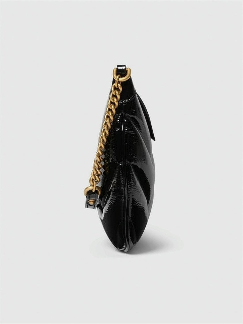 Chevron Quilted Black Leather Shoulder Bag