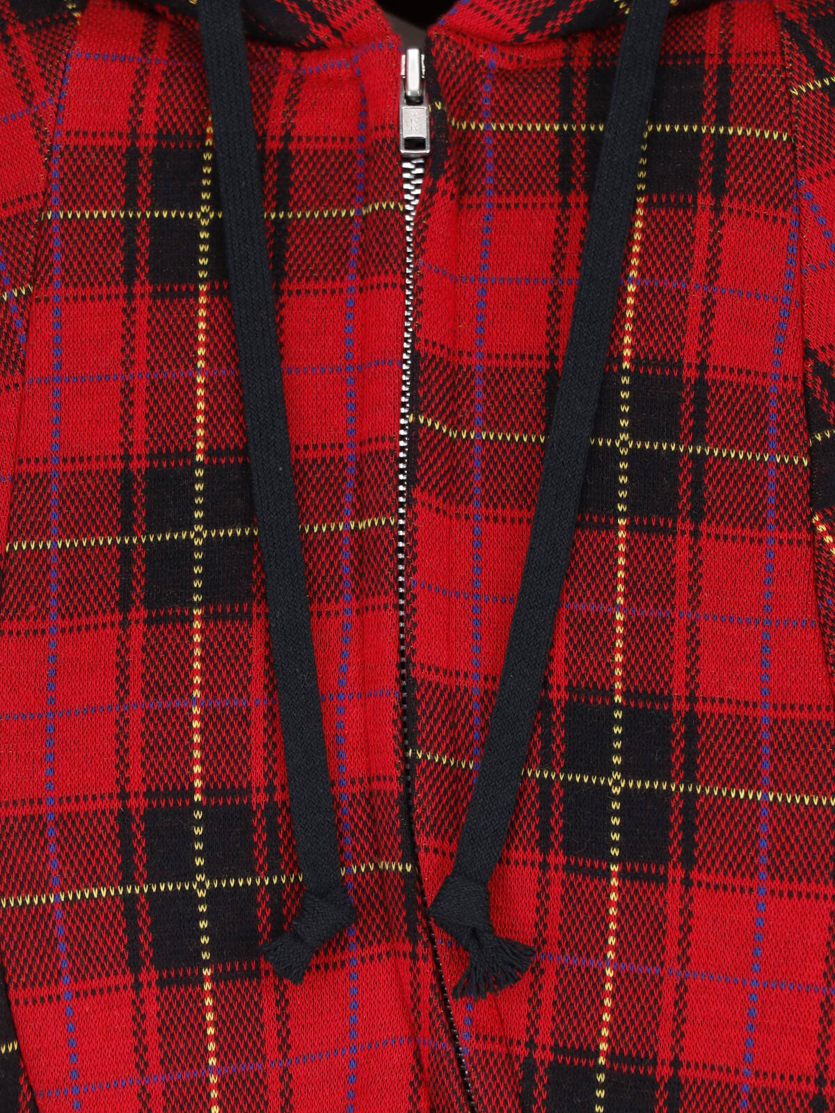 Red/Black Plaid Draped Hooded Dress